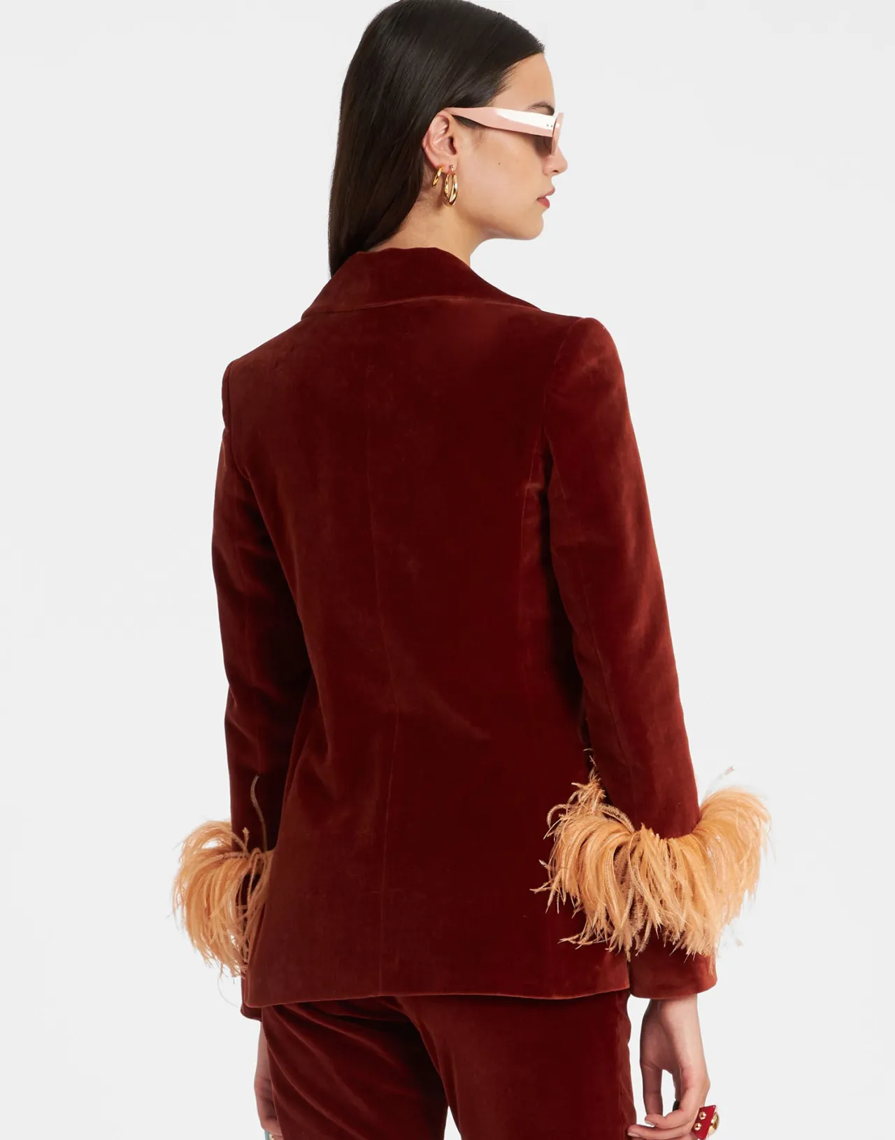 Best La DoubleJ Keaton JacketTerracotta in Velvet With Feathers