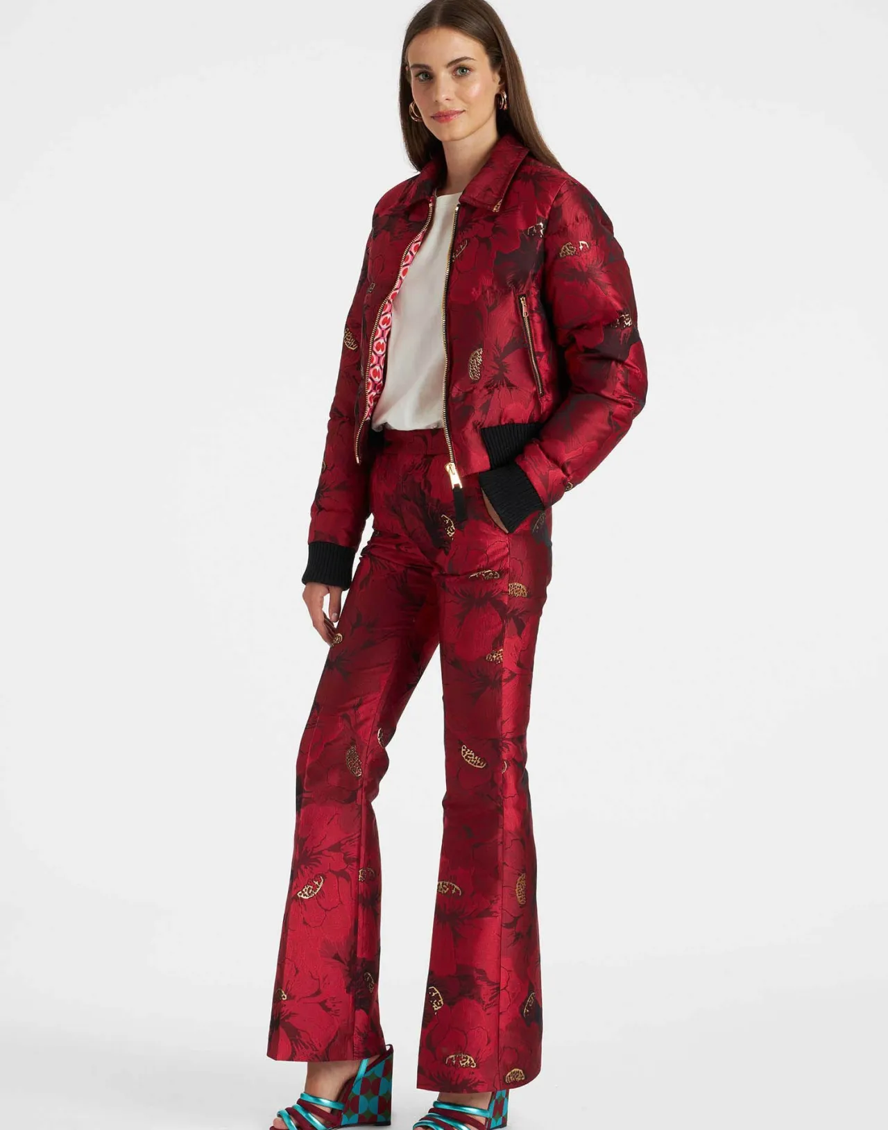 Clearance La DoubleJ La Comasca Puffer BomberRuby Red in Jacquard