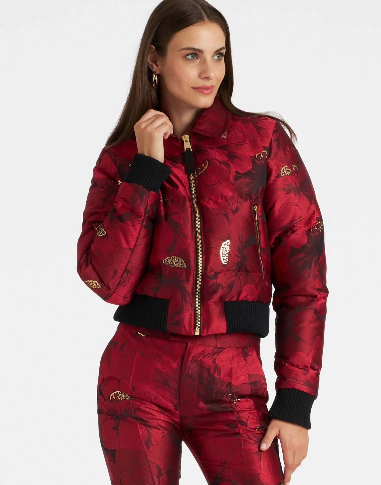 Clearance La DoubleJ La Comasca Puffer BomberRuby Red in Jacquard