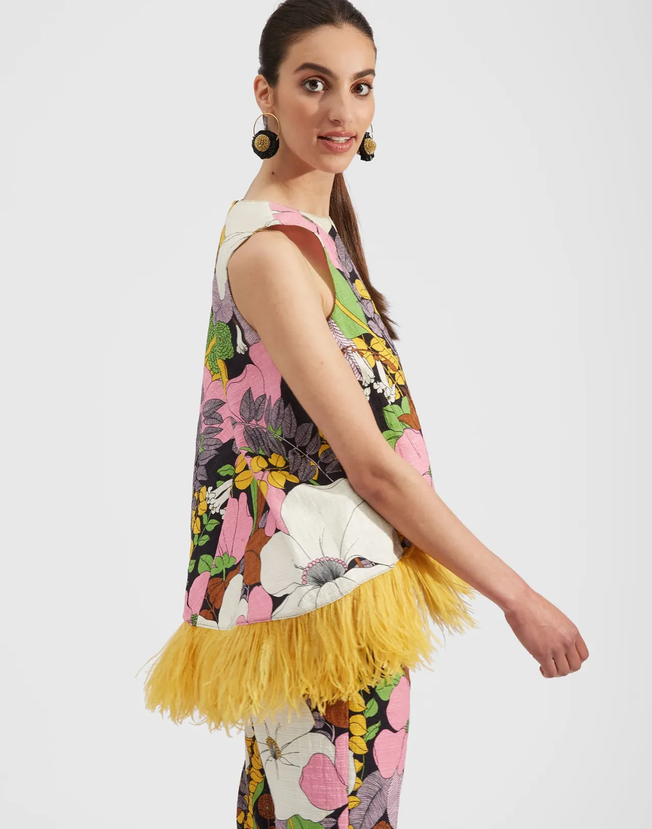 Best Sale La DoubleJ La Scala Top (With Feathers)Big Flower in Shot Cotton