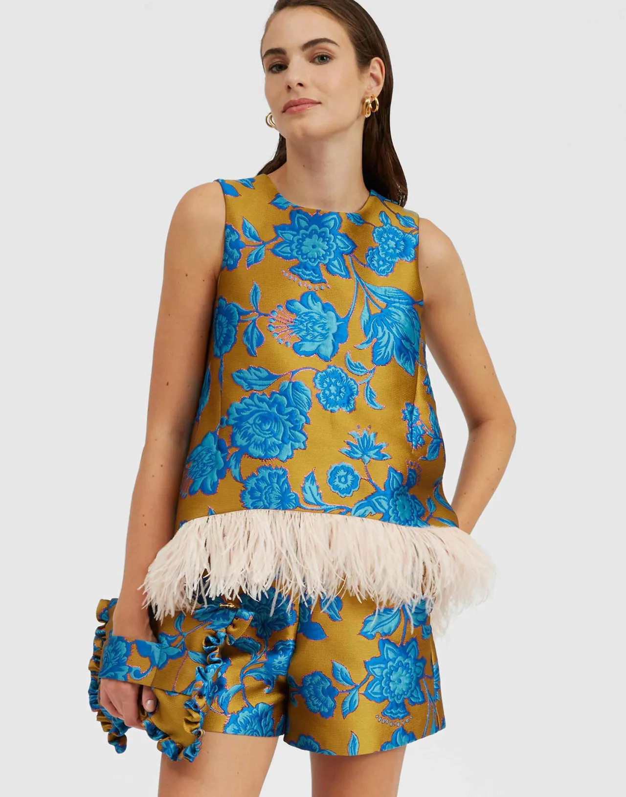 Fashion La DoubleJ La Scala TopHottie Turquoise in Jacquard With Feathers