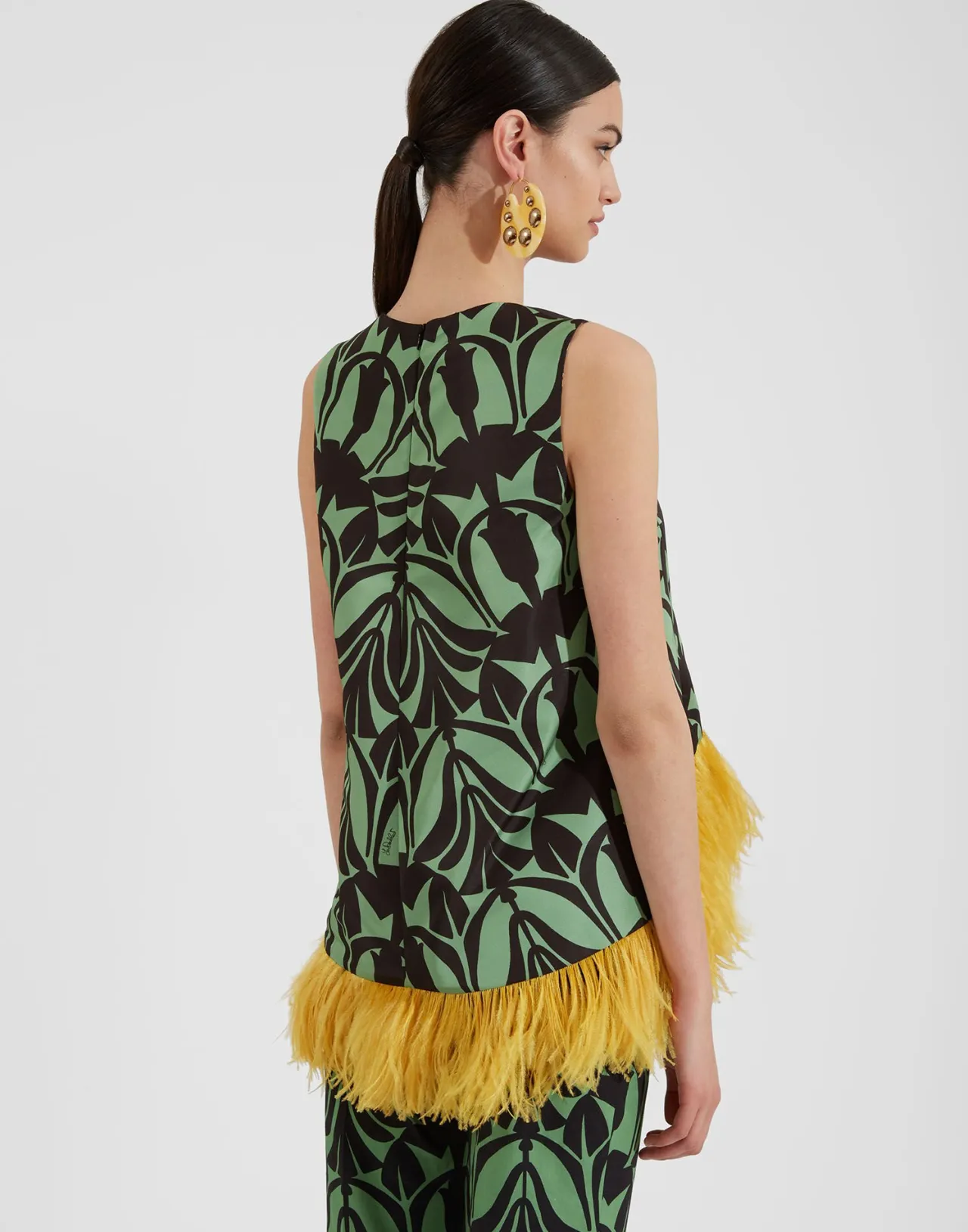 Sale La DoubleJ La Scala TopPapyrus Green in Faille With Feathers