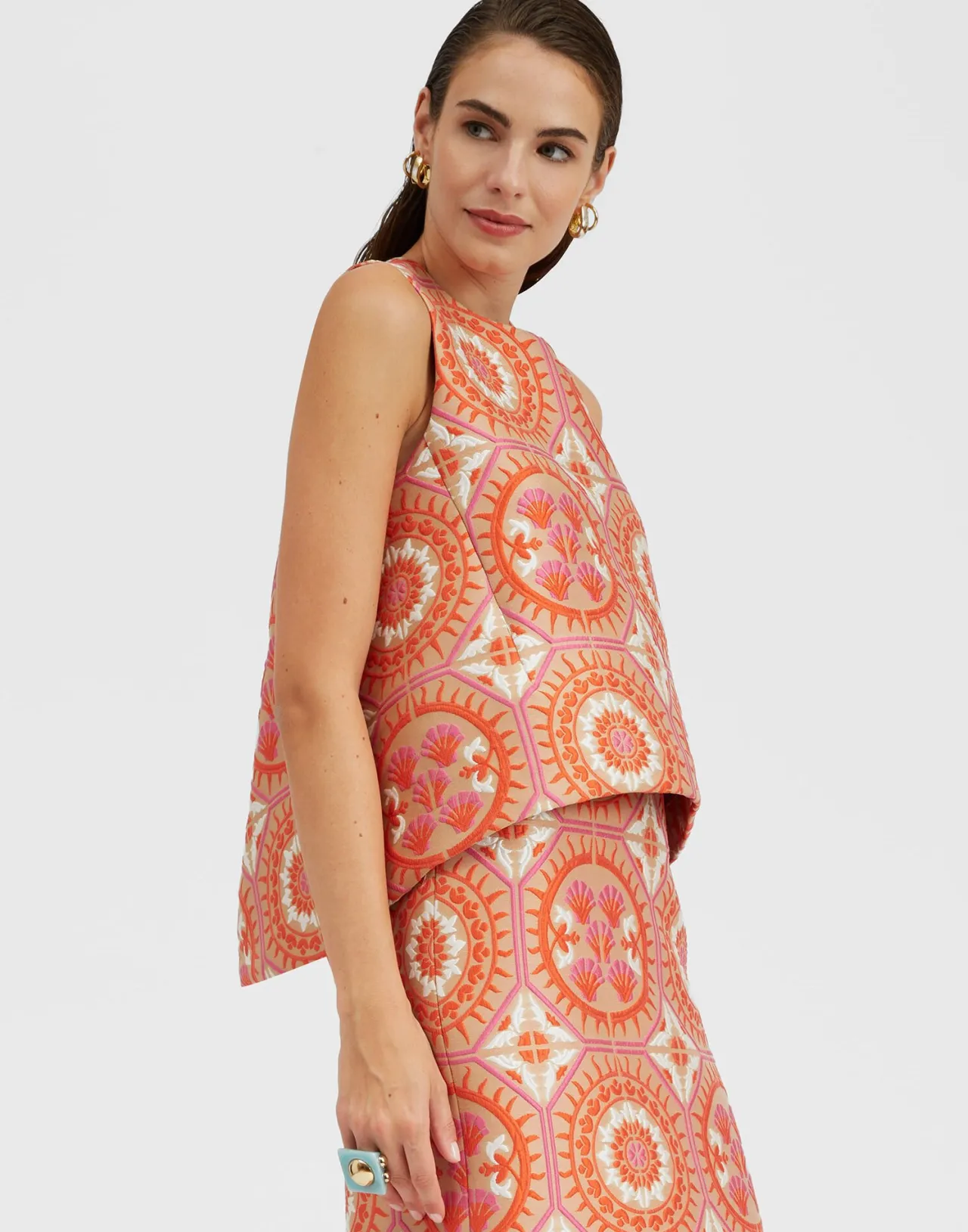 Shop La DoubleJ La Scala TopSun Orange in Jacquard