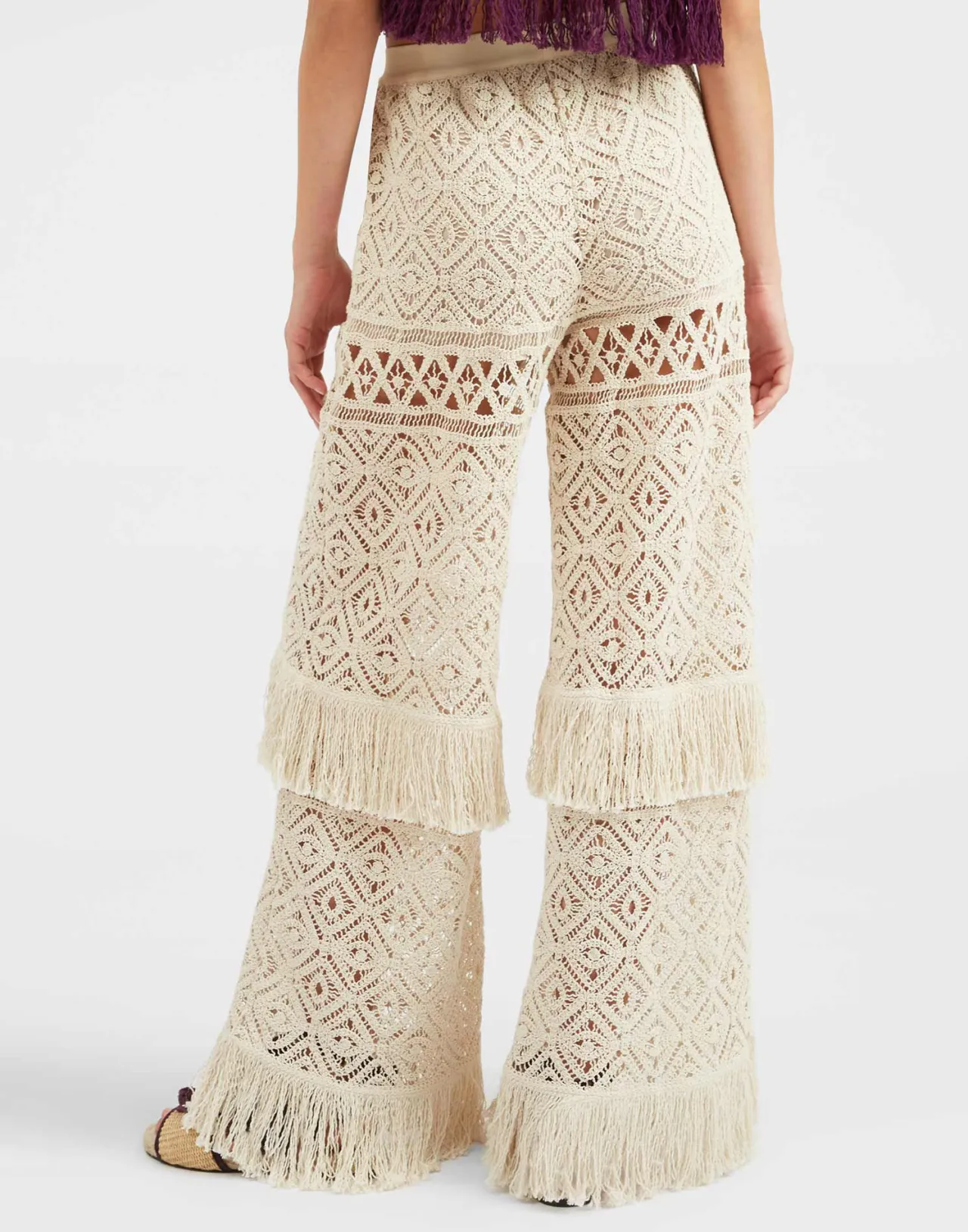 Fashion La DoubleJ Lacey Palazzo PantsPlaza Cream in Macramé