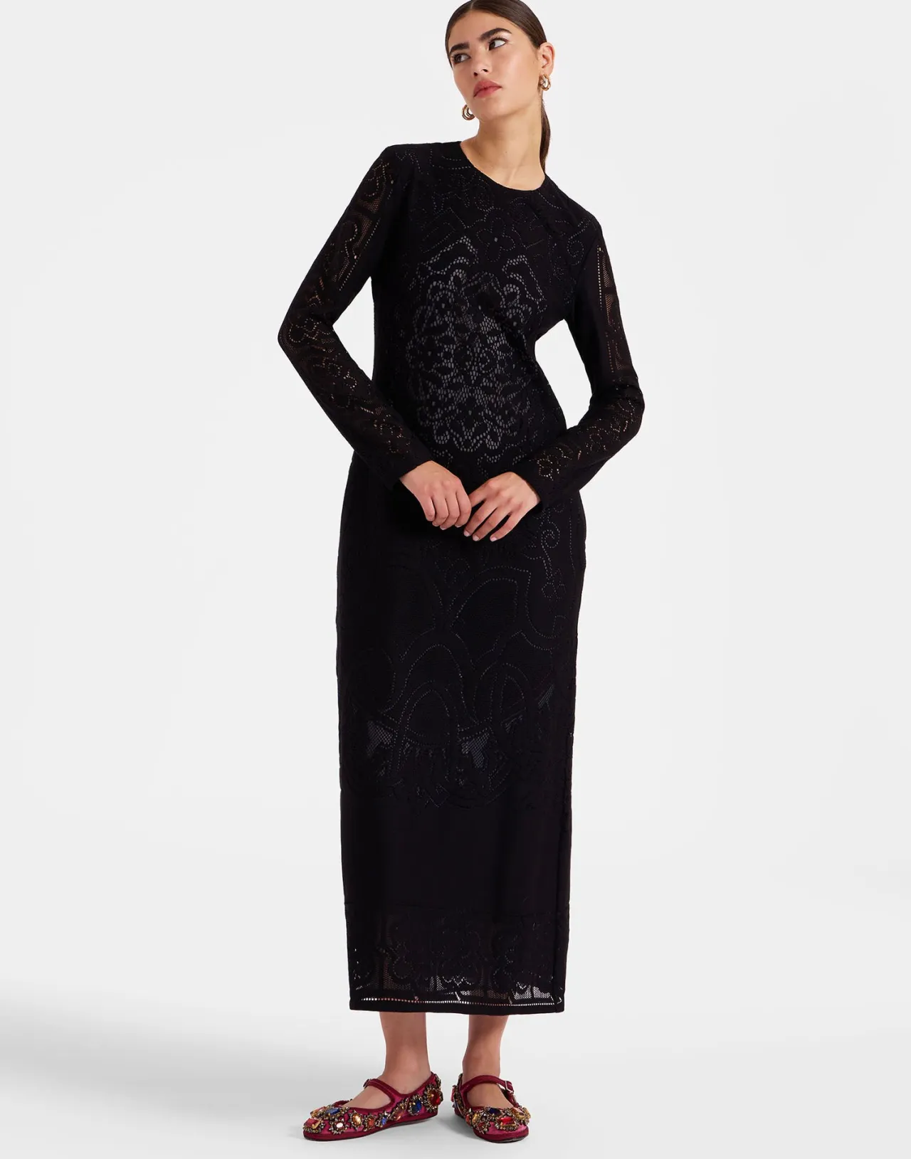 Best La DoubleJ Lacey Swing DressSolid Black in Embroidered Cotton