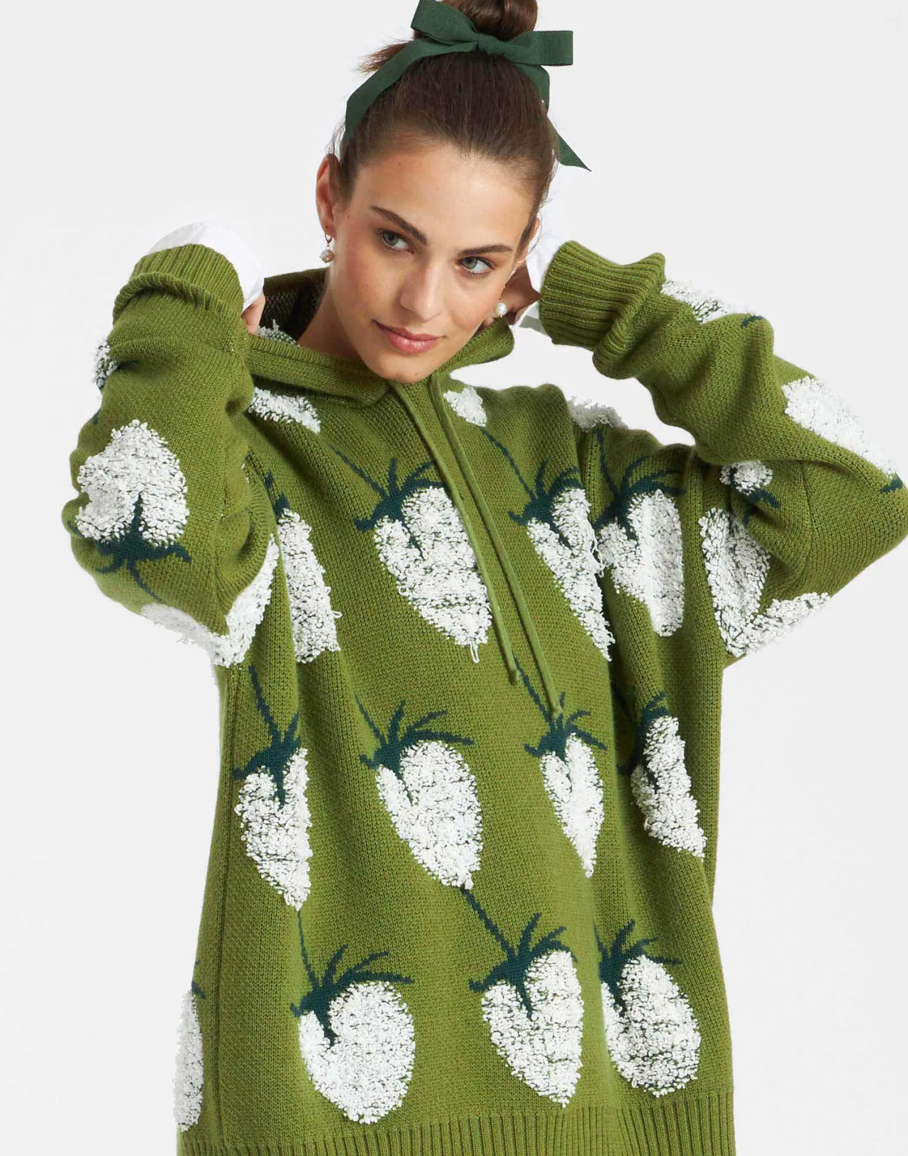 Discount La DoubleJ Lampone HoodieGreen in Jacquard