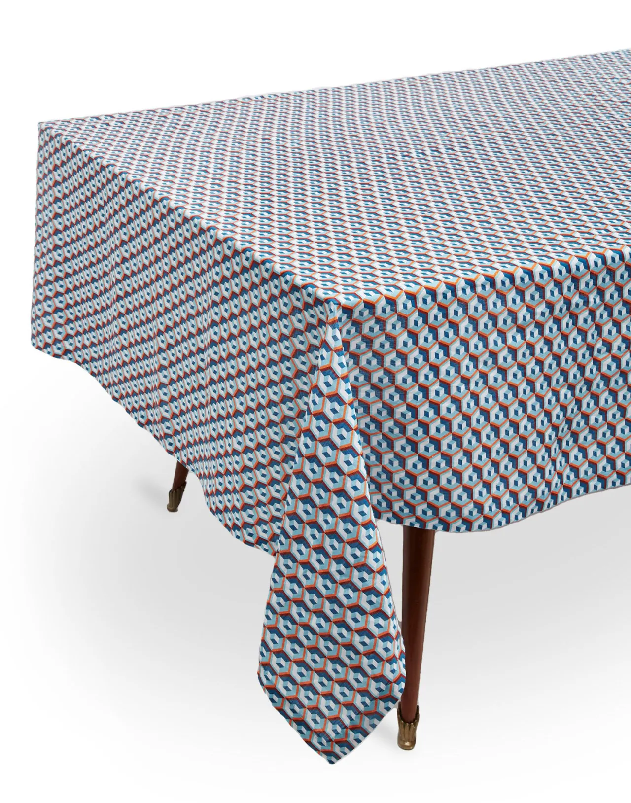 Hot La DoubleJ Large Tablecloth (180x350)Cubi Blu in Linen