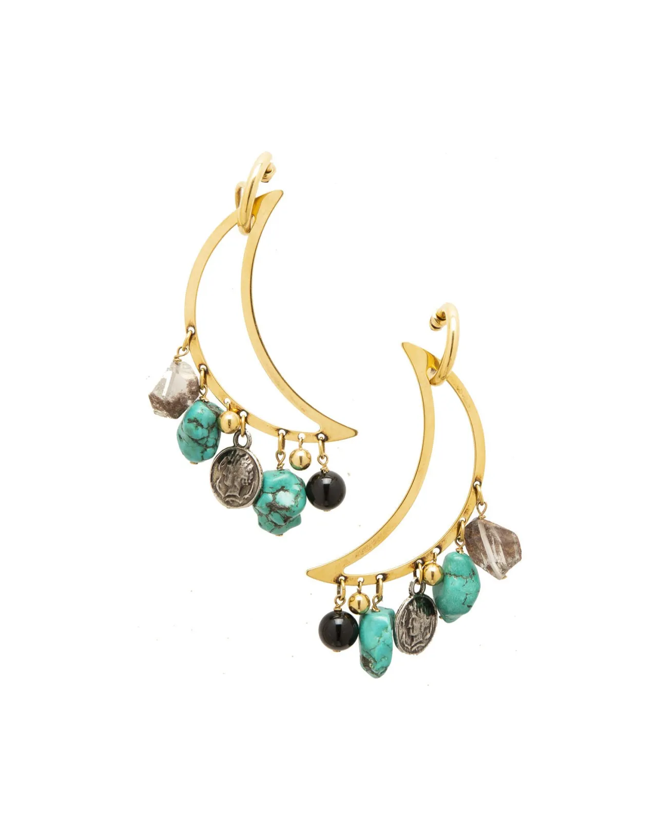 Sale La DoubleJ Luna EarringsSolid Acquamarine in Gold Plated Brass