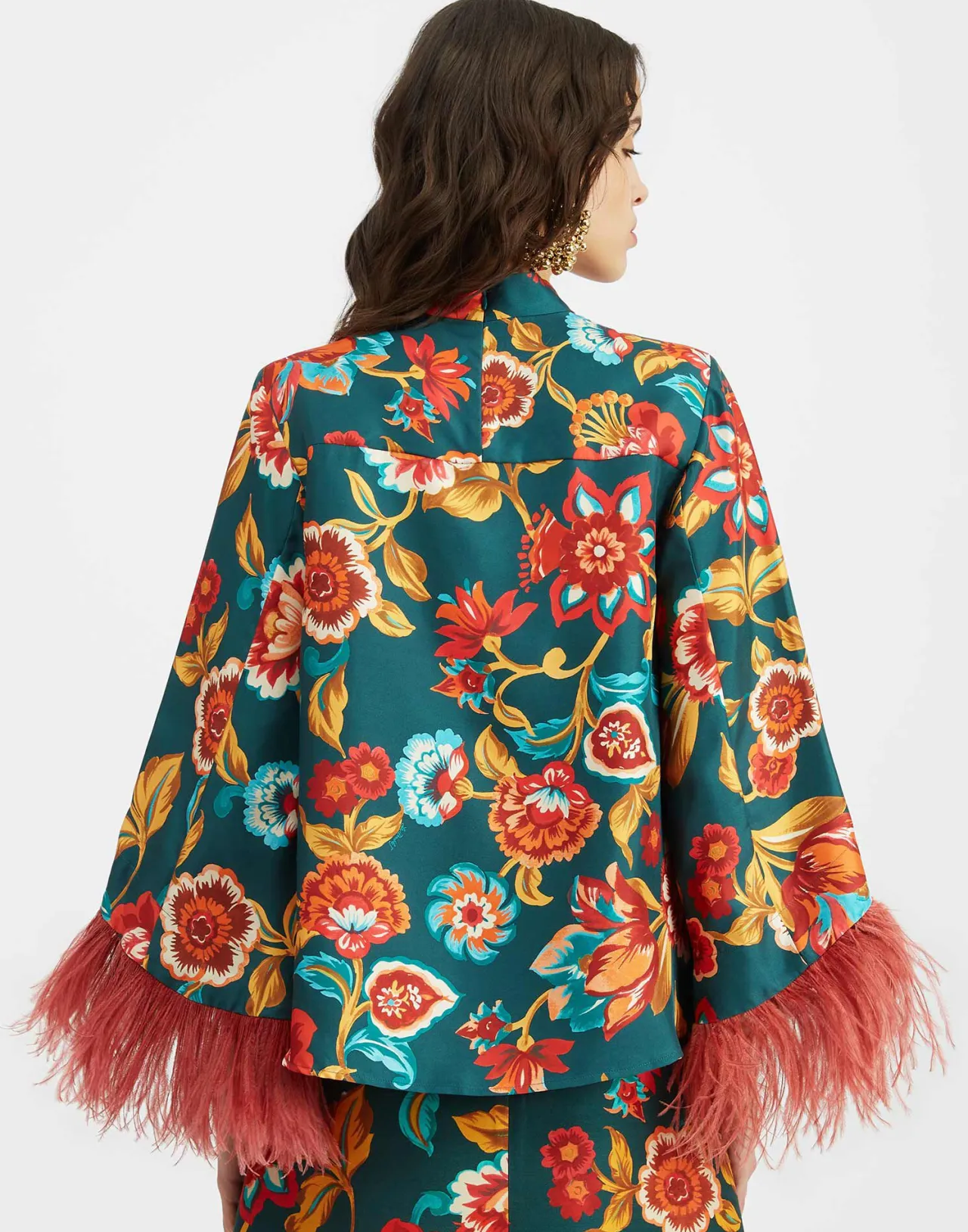 Flash Sale La DoubleJ Make An Exit TopHottie Emerald in Silk Twill With Feathers
