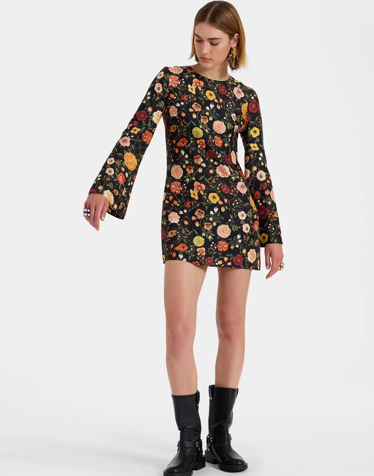 Shop La DoubleJ Mini Supreme Swing DressBotticelli Black in Silk Twill