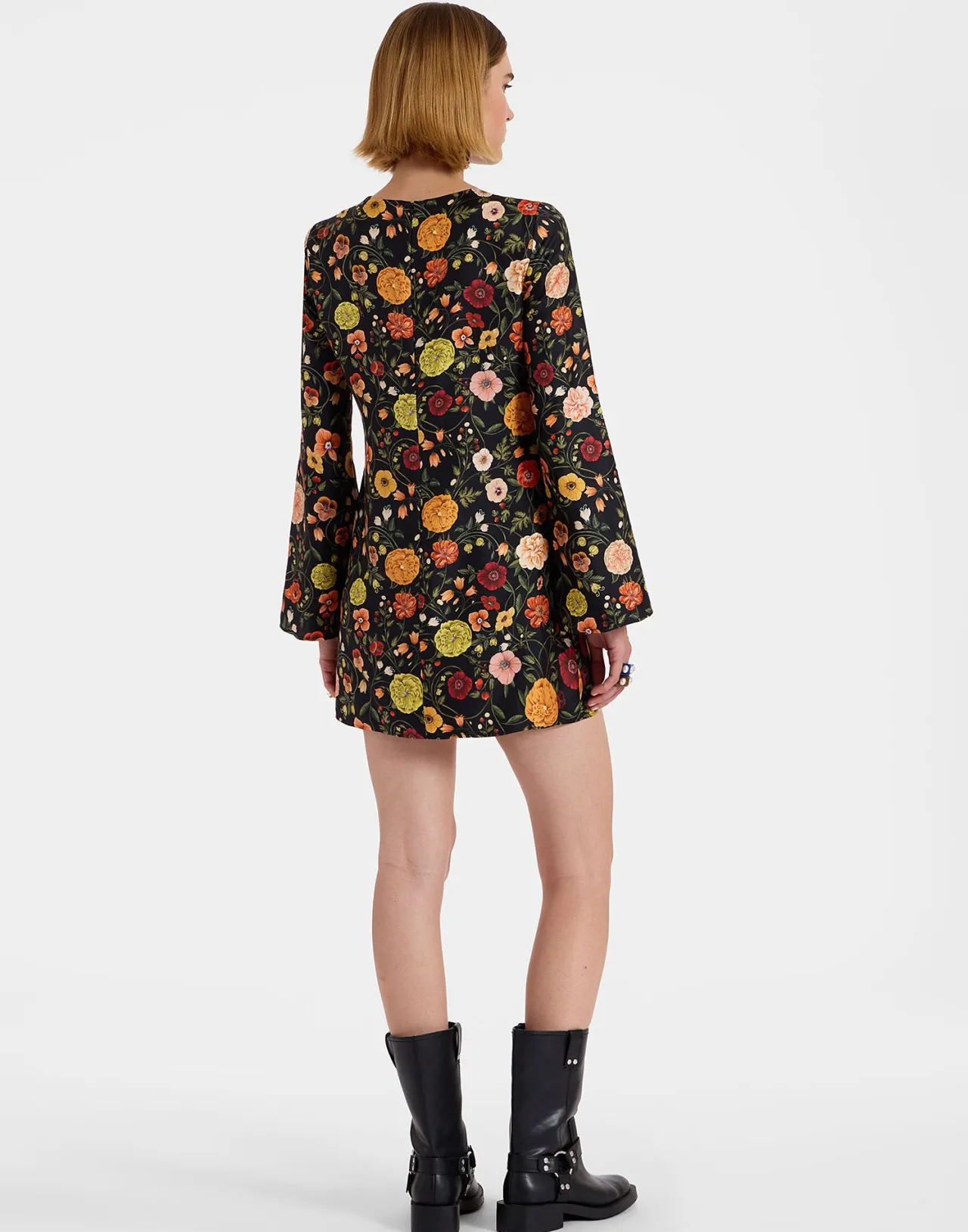 Shop La DoubleJ Mini Supreme Swing DressBotticelli Black in Silk Twill