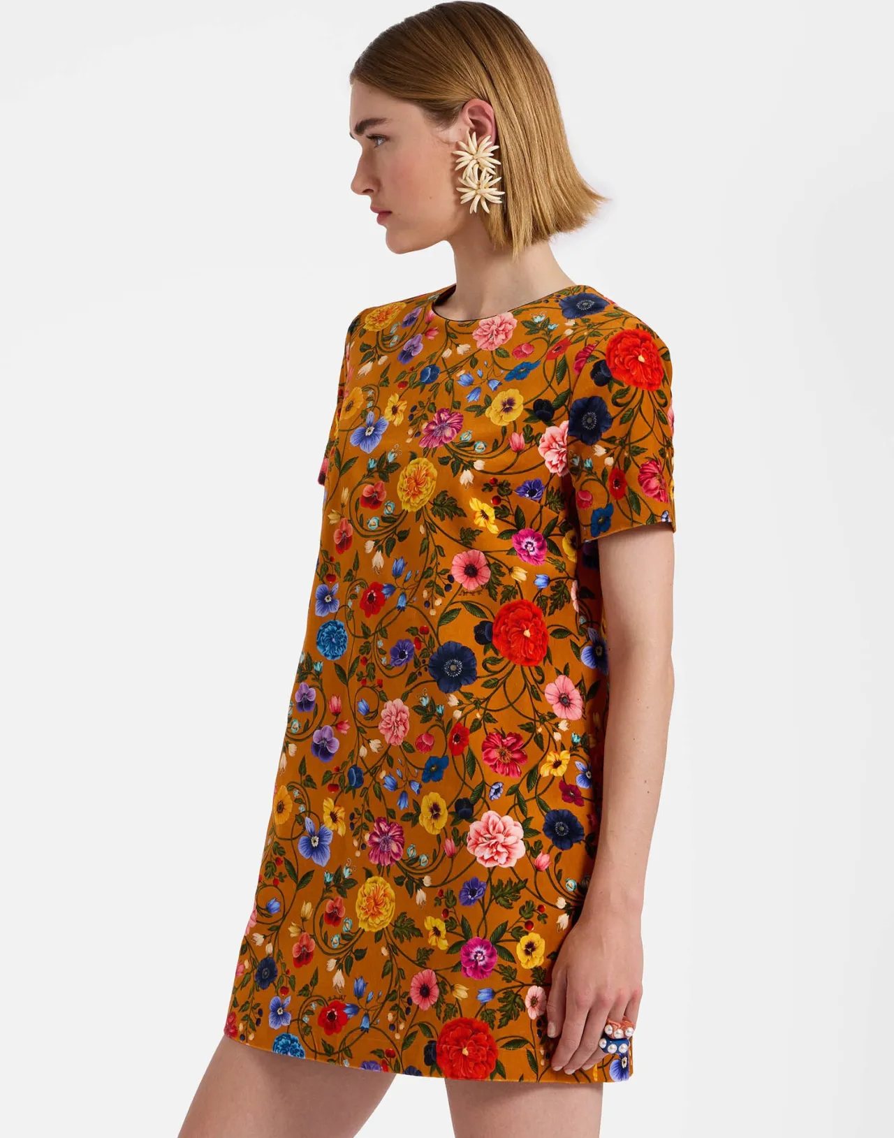 Shop La DoubleJ Mini Swing DressBotticelli Rust in Cotton Velvet