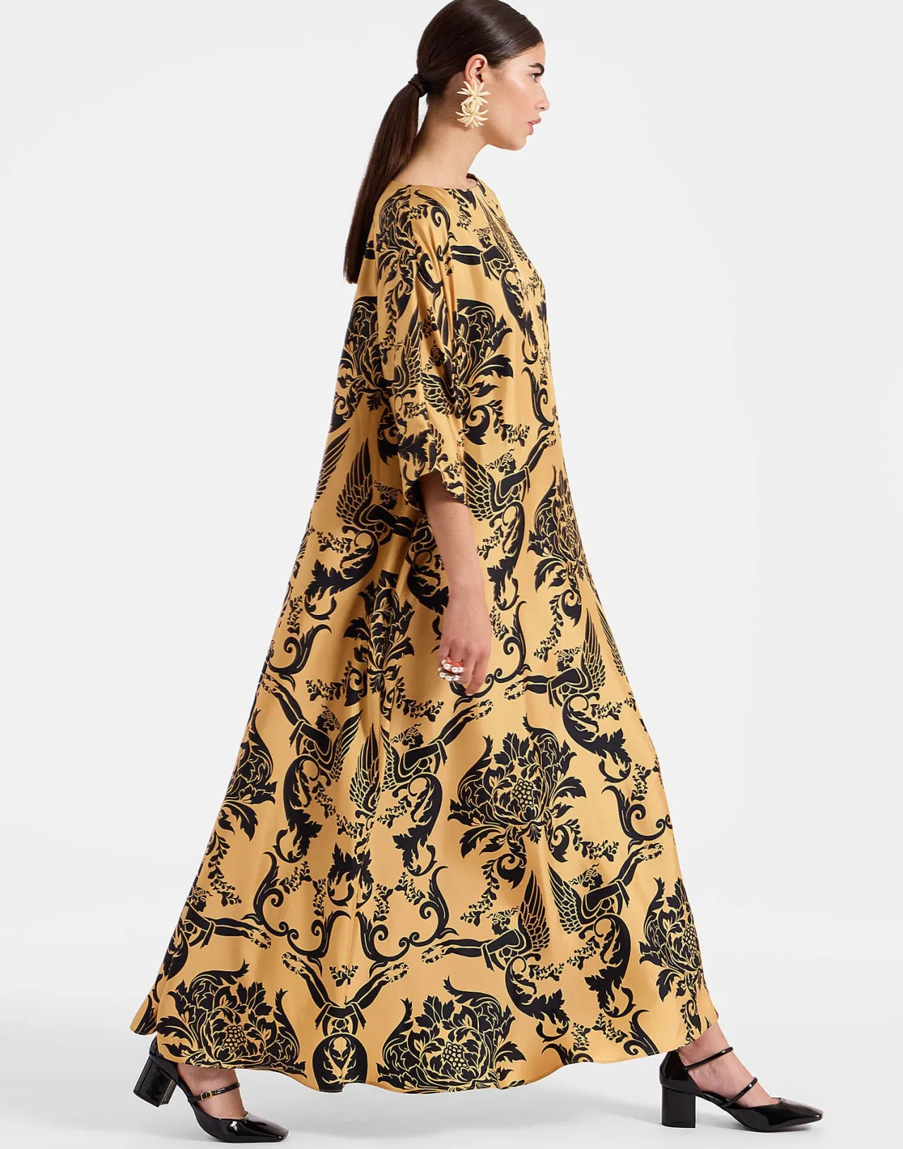 Best Sale La DoubleJ Muumuu Dress Round NeckCherubs Gold in Silk Twill