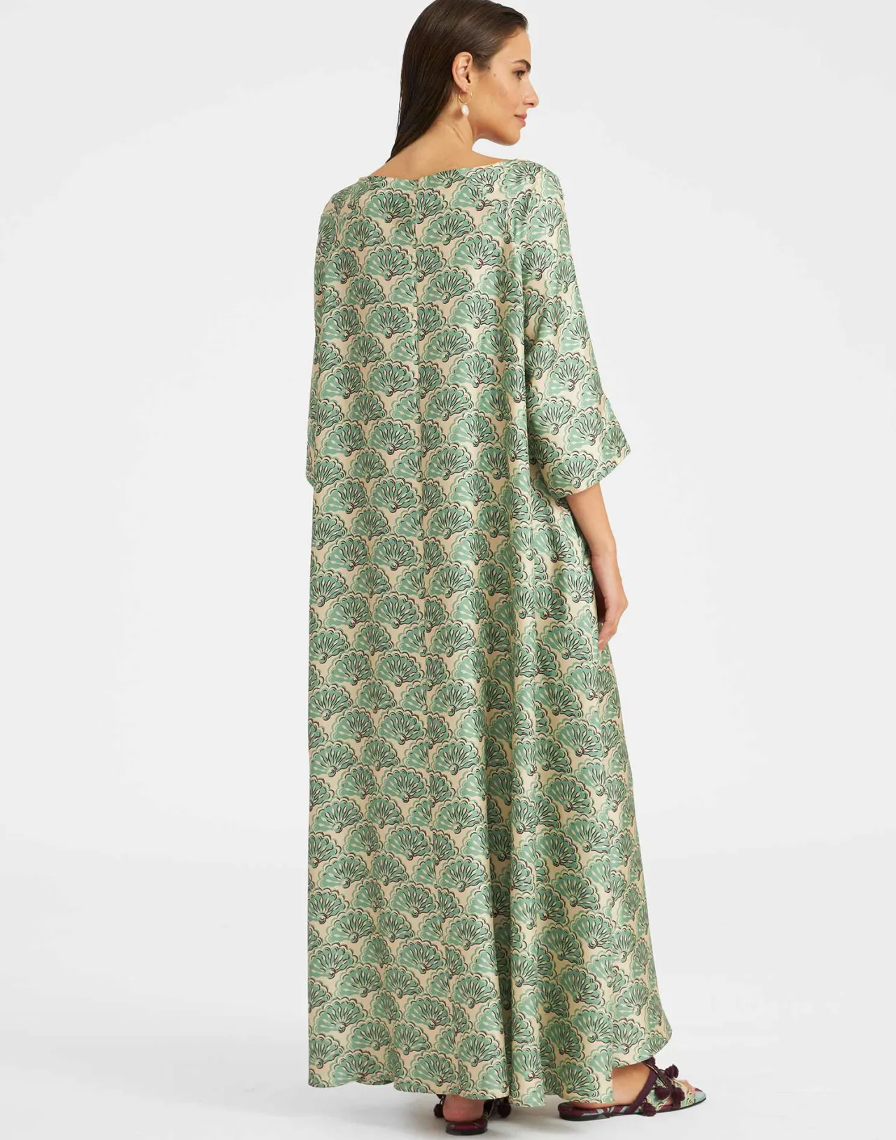 Hot La DoubleJ Muumuu Dress Round NeckFans Mint in Silk Twill