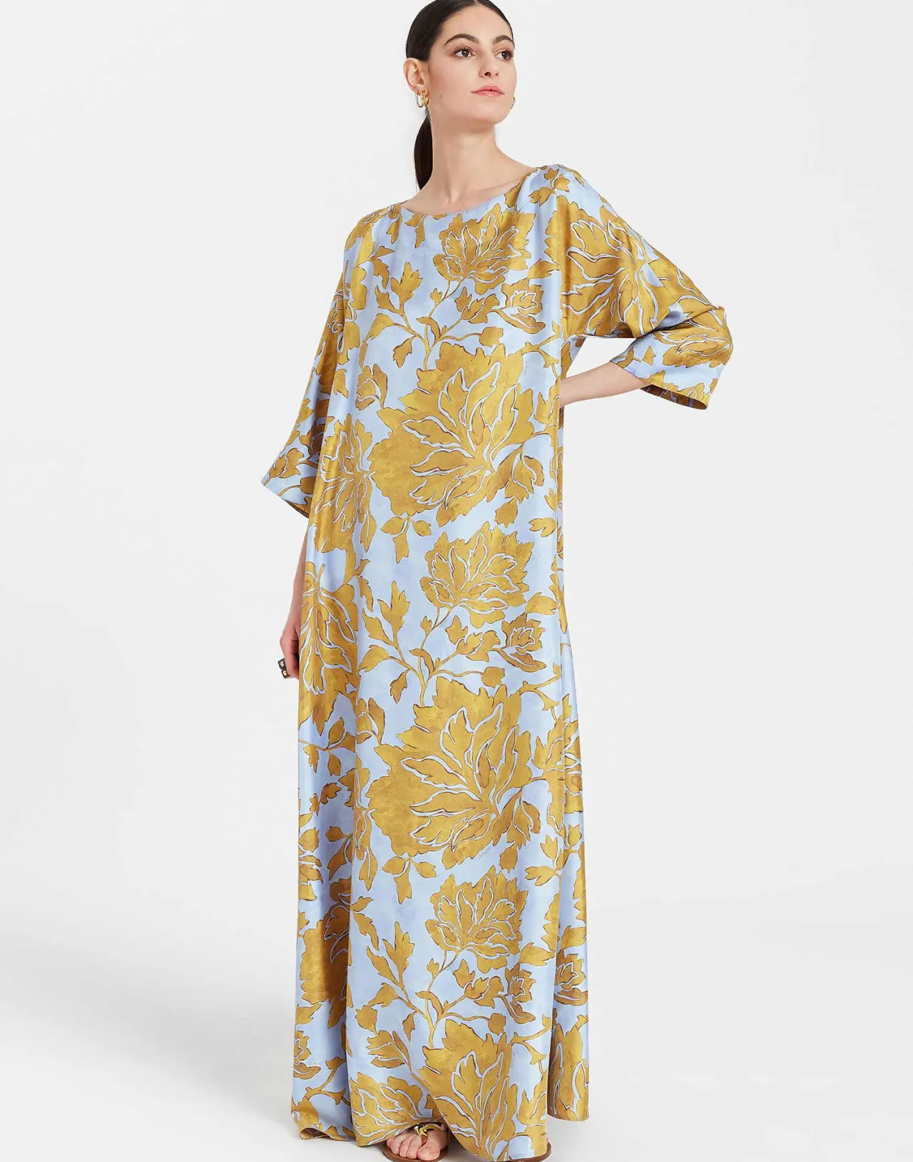 Best La DoubleJ Muumuu Dress Round NeckTangle Light Blue in Silk Twill