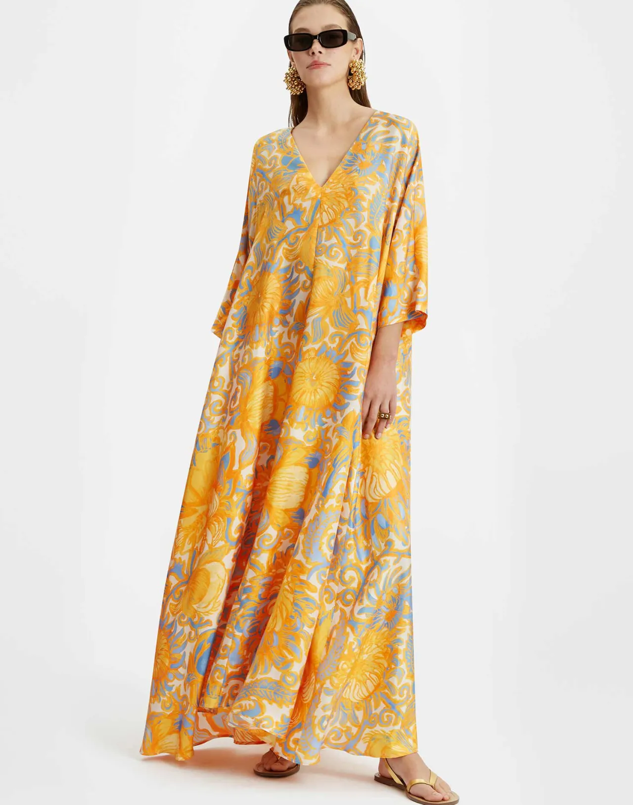 Fashion La DoubleJ Muumuu DressAnemone Orange in Silk Twill