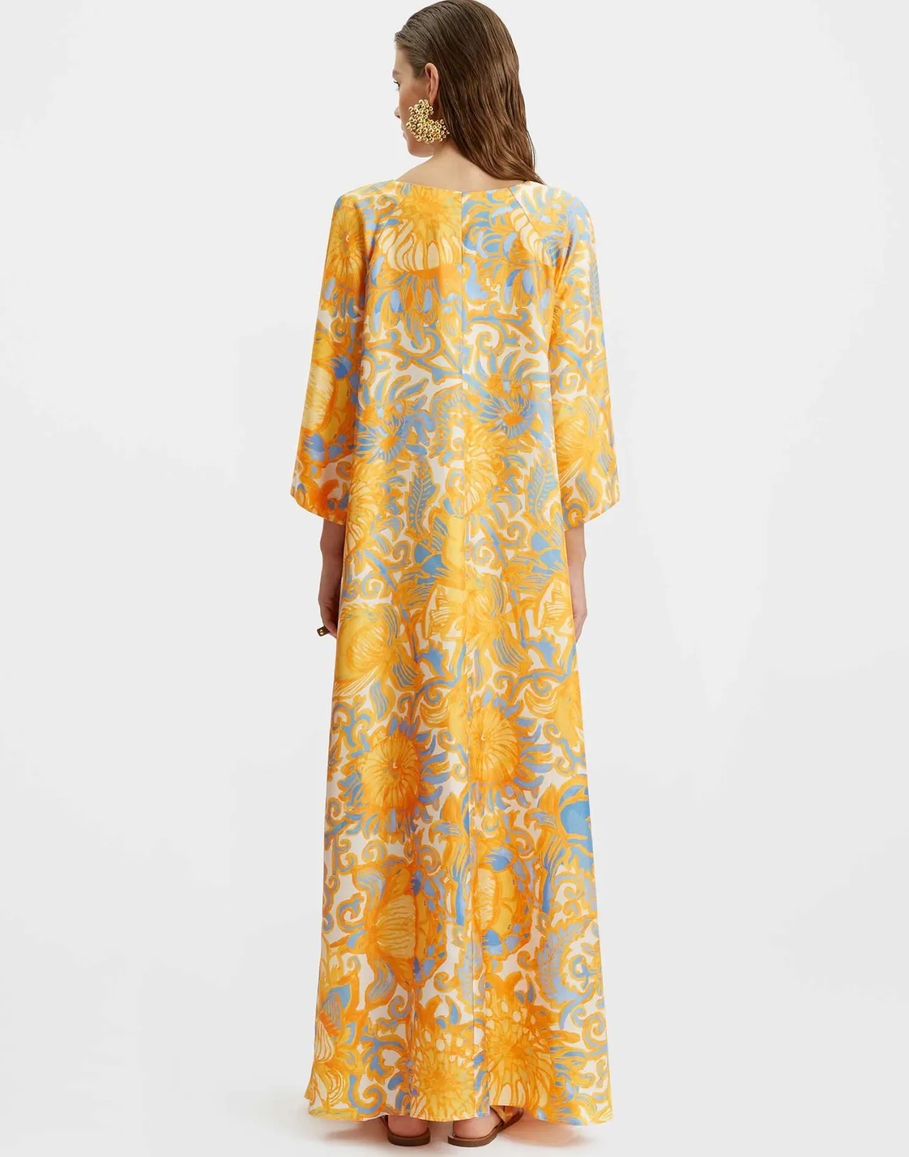 Fashion La DoubleJ Muumuu DressAnemone Orange in Silk Twill