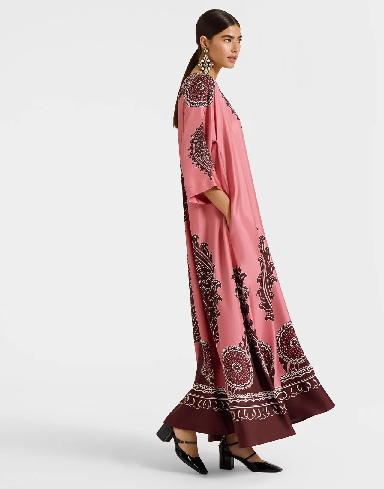 Clearance La DoubleJ Muumuu DressOltrarno Placée Pink in Silk Twill