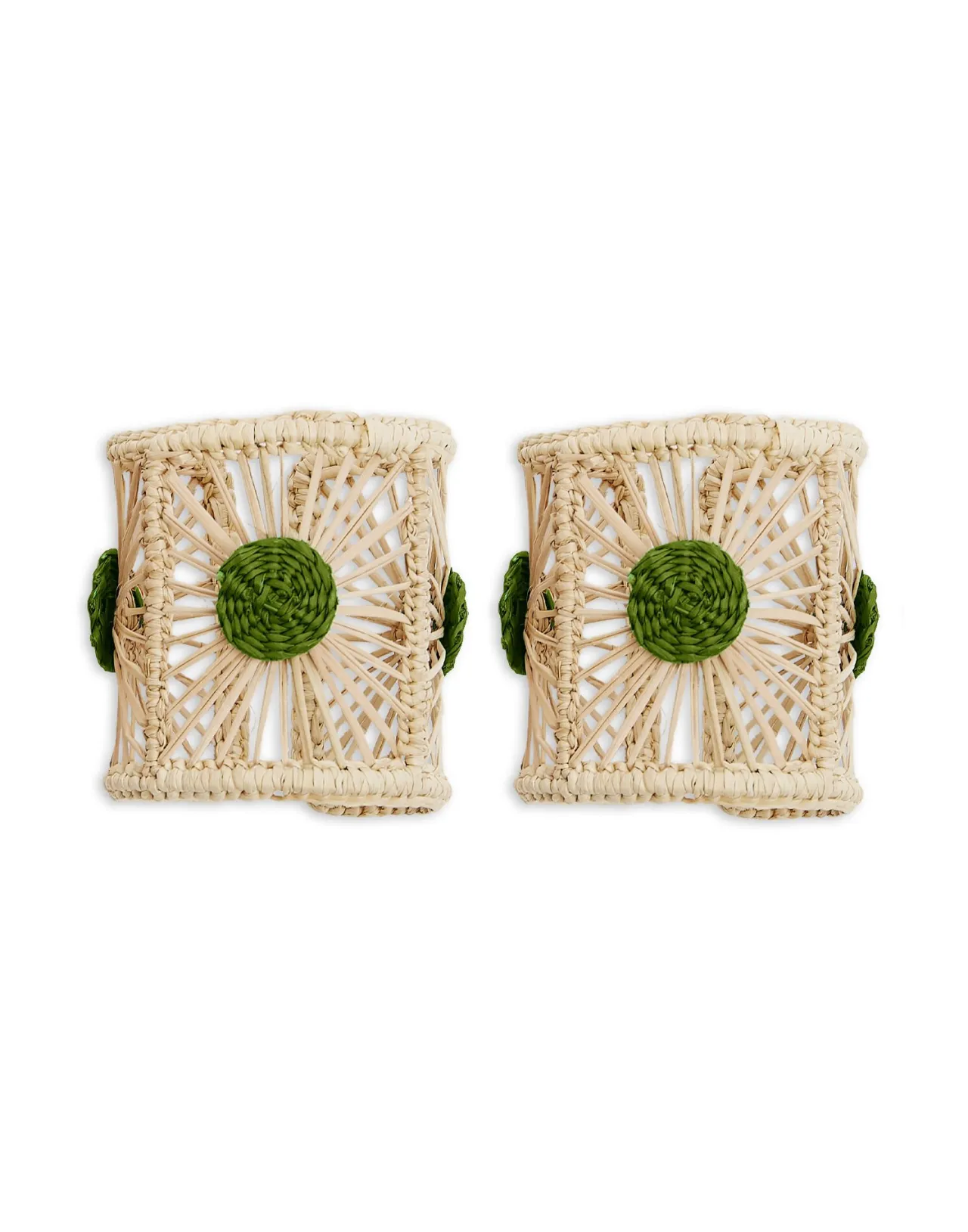 Shop La DoubleJ Napkin Rings Set Of 2Green in Iraca