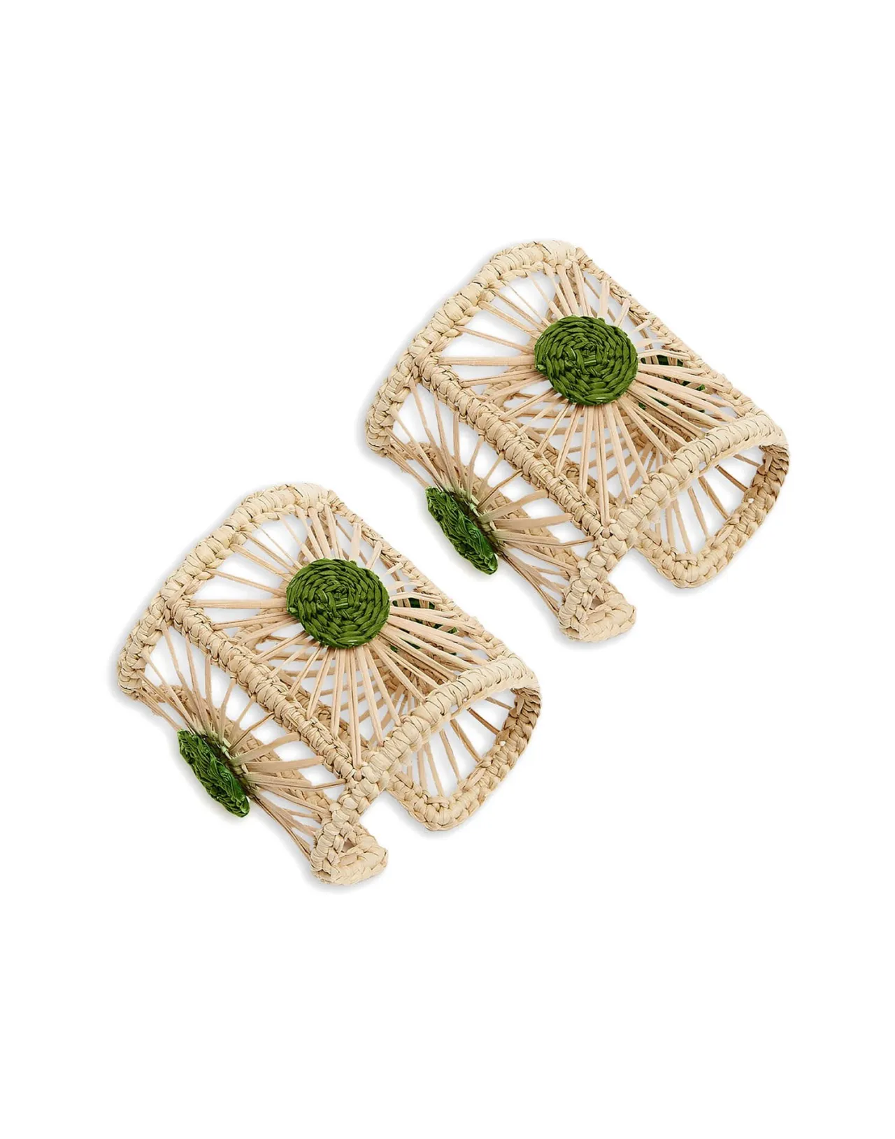 Shop La DoubleJ Napkin Rings Set Of 2Green in Iraca