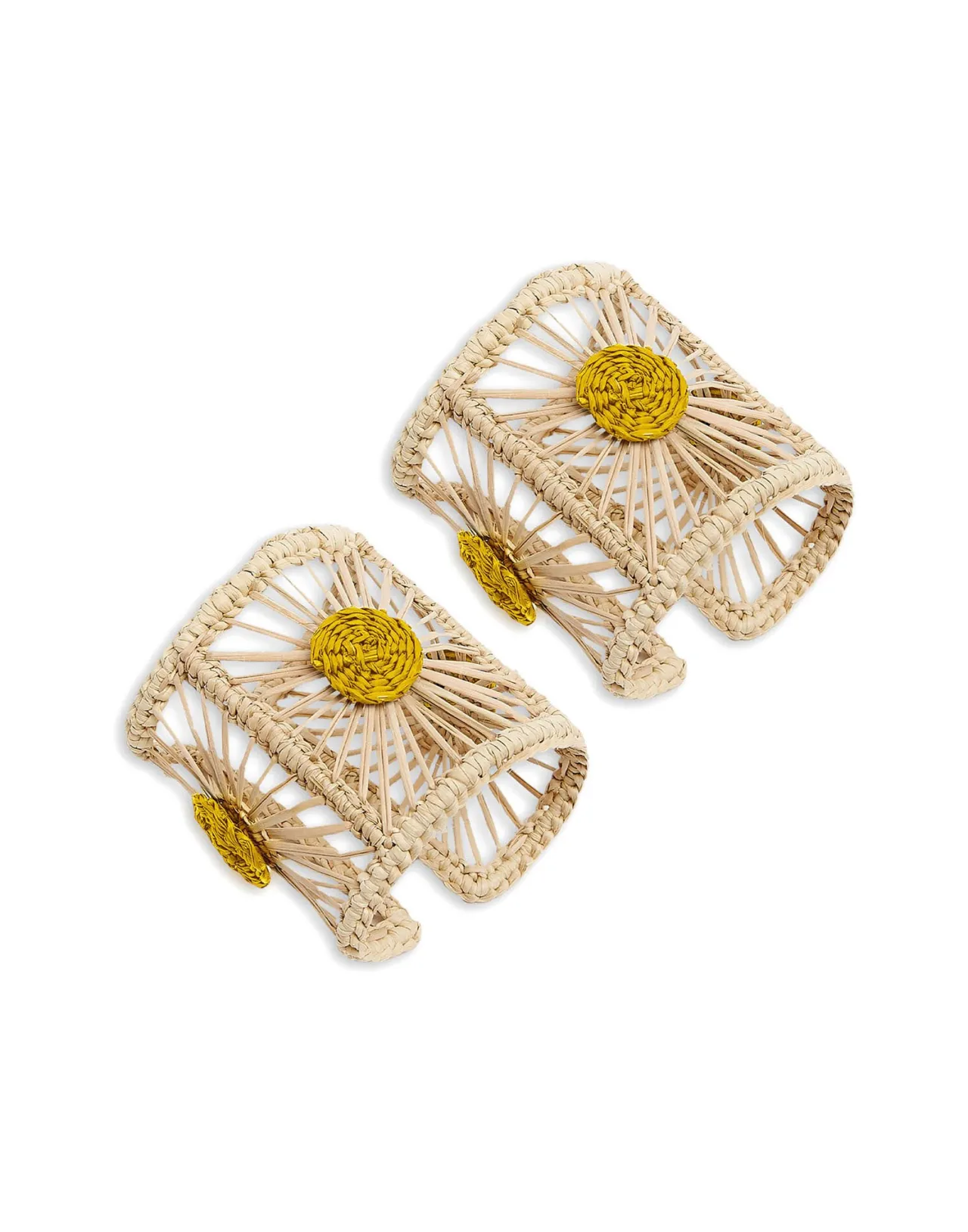 Cheap La DoubleJ Napkin Rings Set Of 2Yellow in Iraca