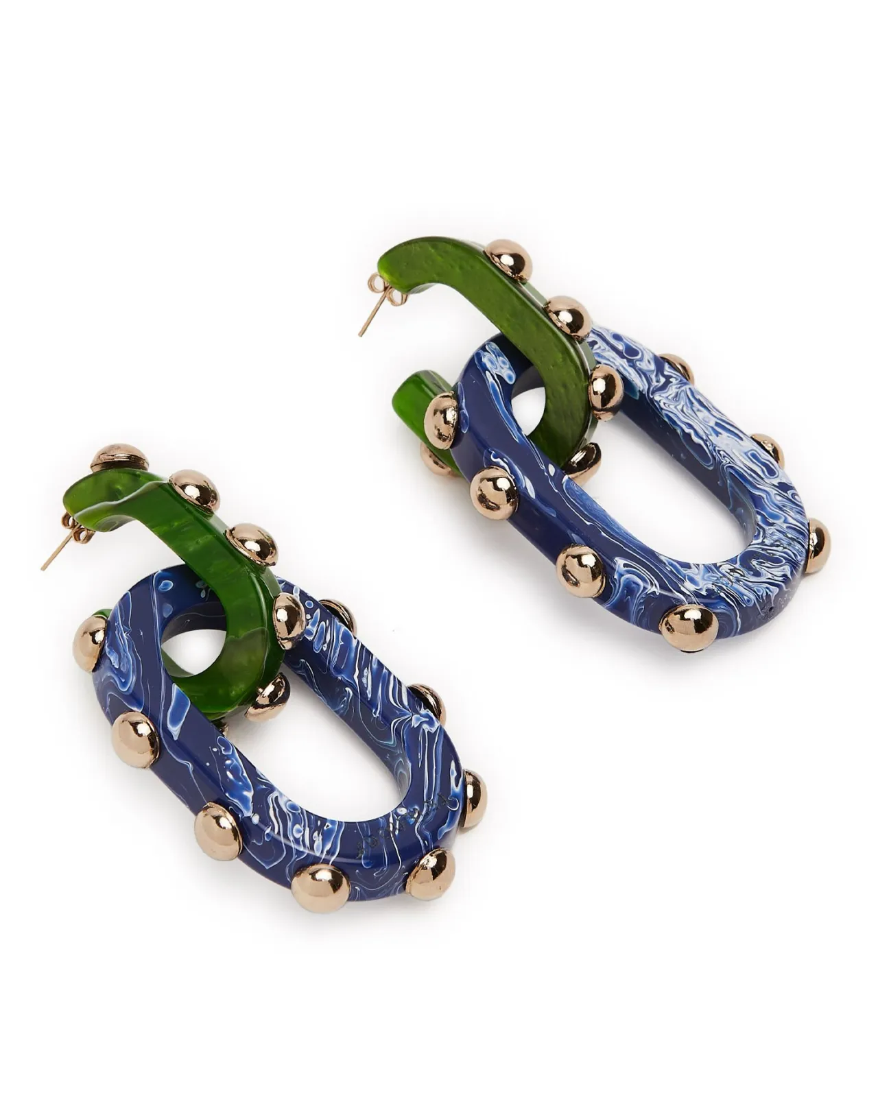 Clearance La DoubleJ Nefertiti Double EarringsDark Green in Acrylic Resin