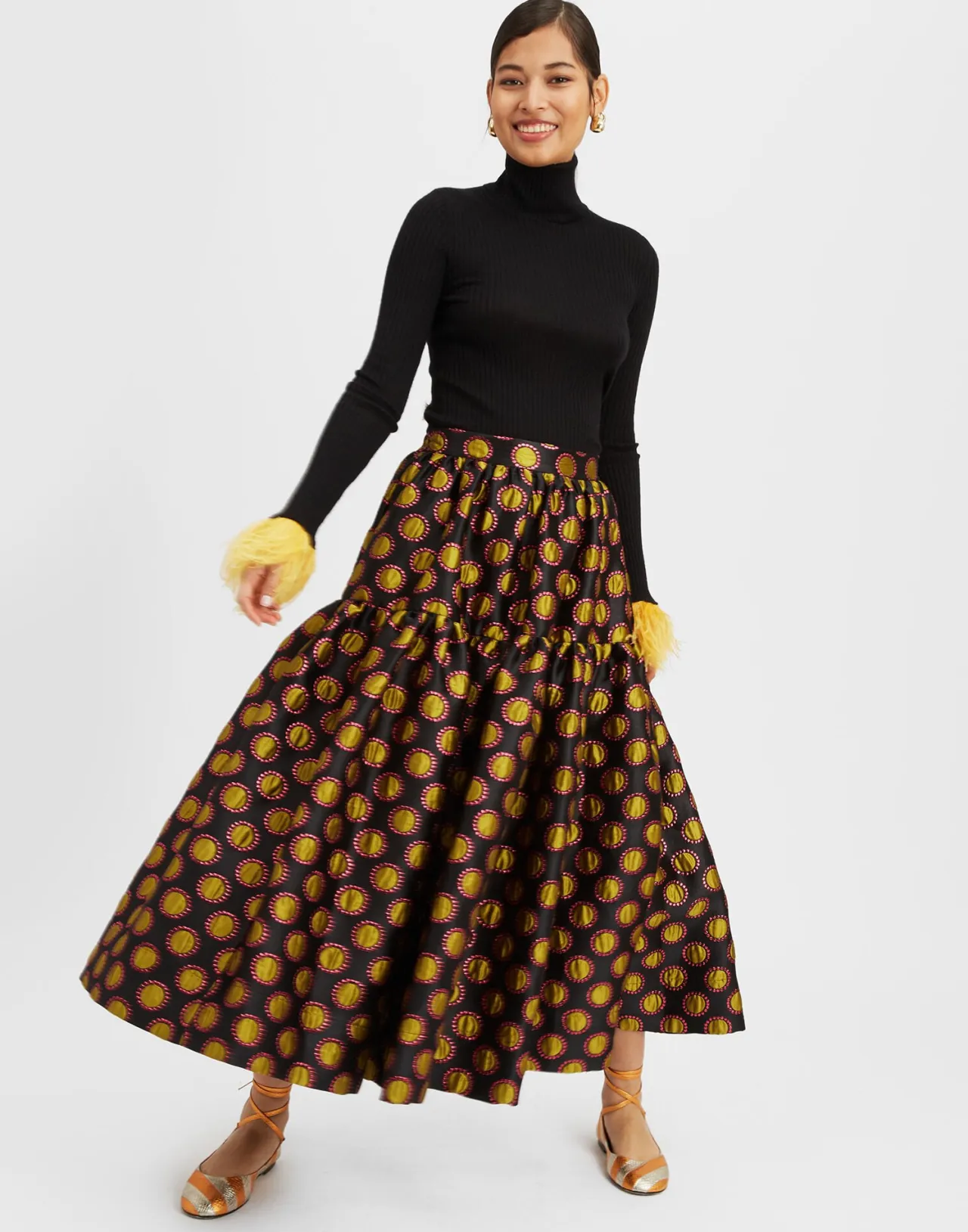 Hot La DoubleJ Oscar SkirtWinter Sun Black in Jacquard