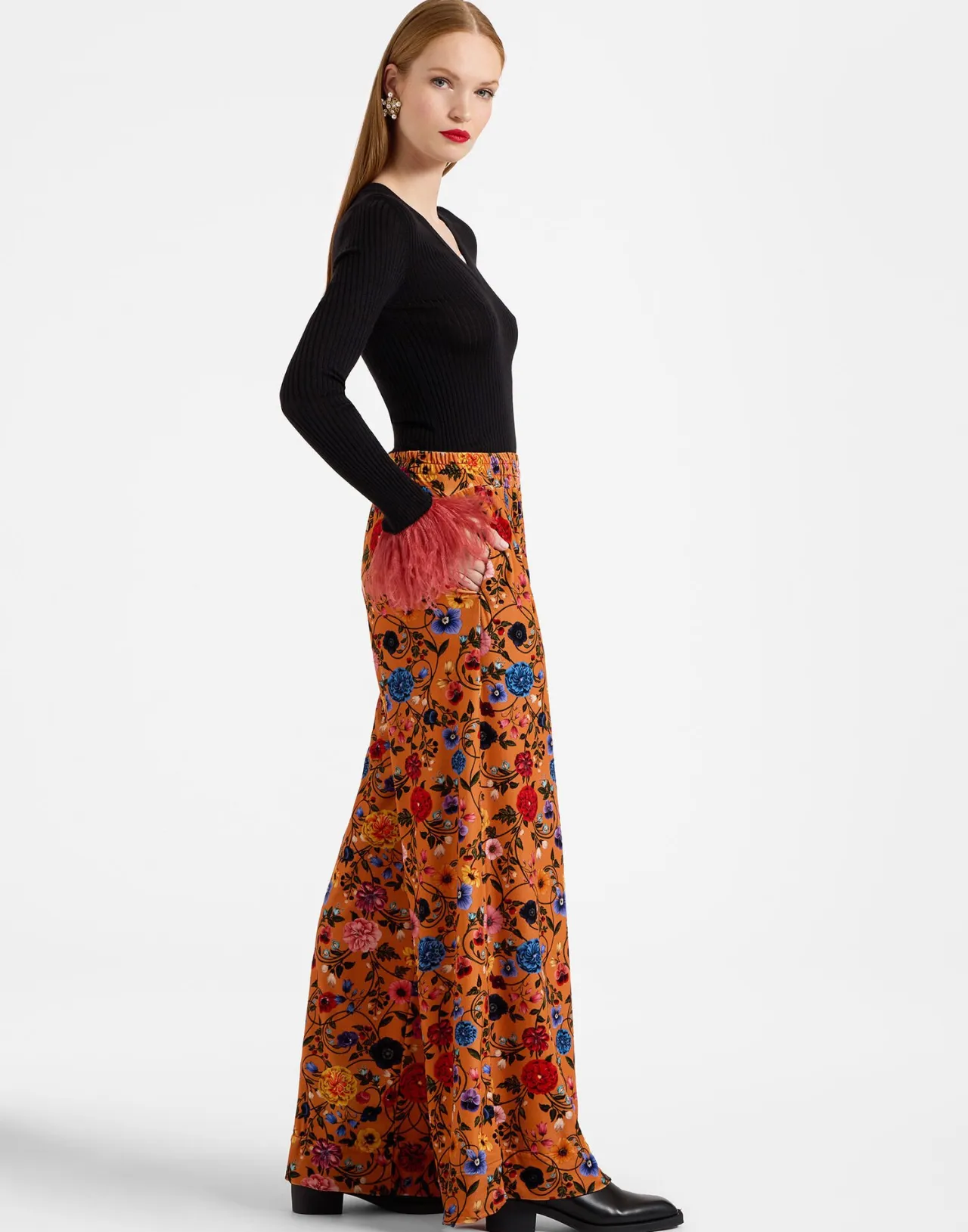 Cheap La DoubleJ Palazzo PantsBotticelli Rust in Velvet Stretch