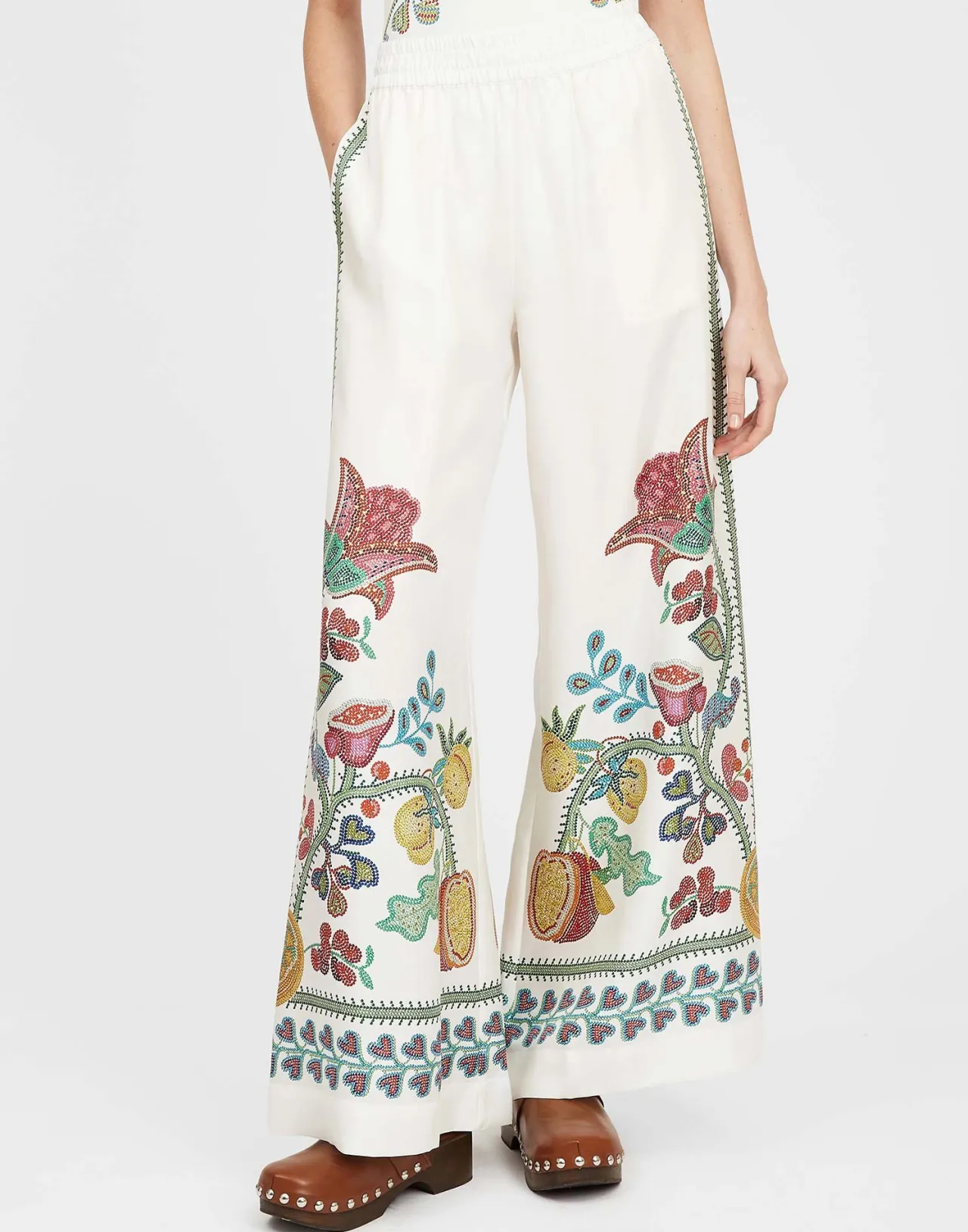 Store La DoubleJ Palazzo PantsGrenadilla Placée Off White in Silk Twill