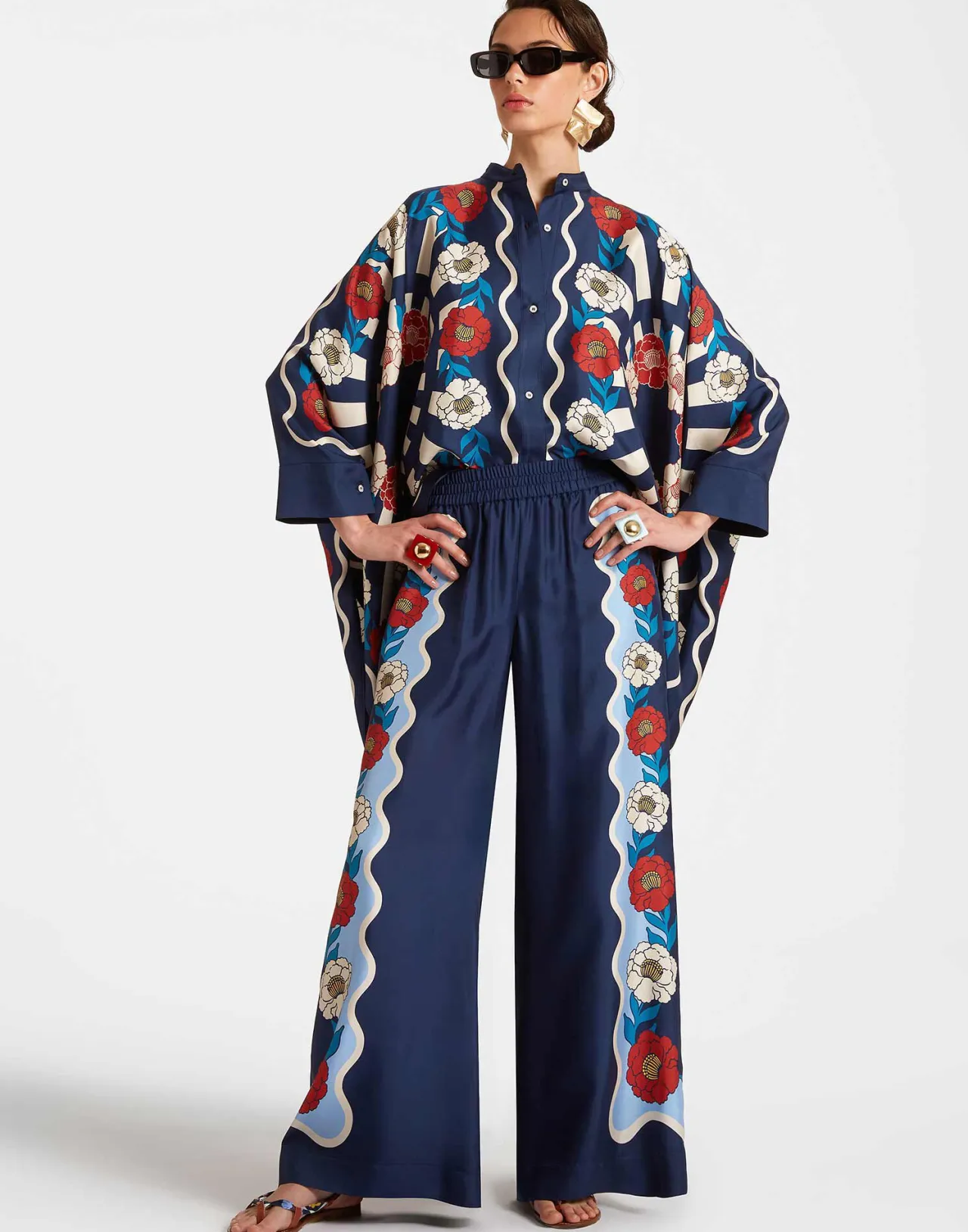 Hot La DoubleJ Palazzo PantsWhitsun Placée Blue in Silk Twill