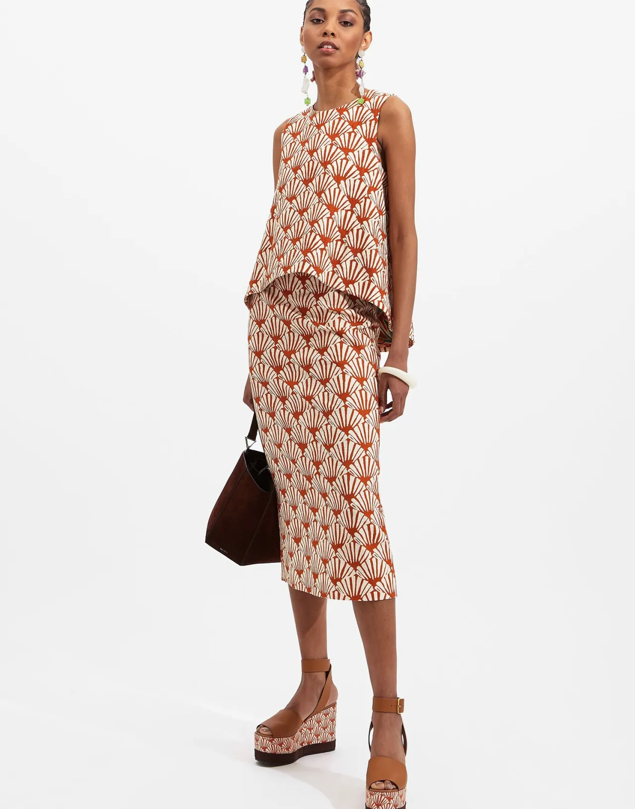 Shop La DoubleJ Pencil SkirtVentaglio in Shot Cotton