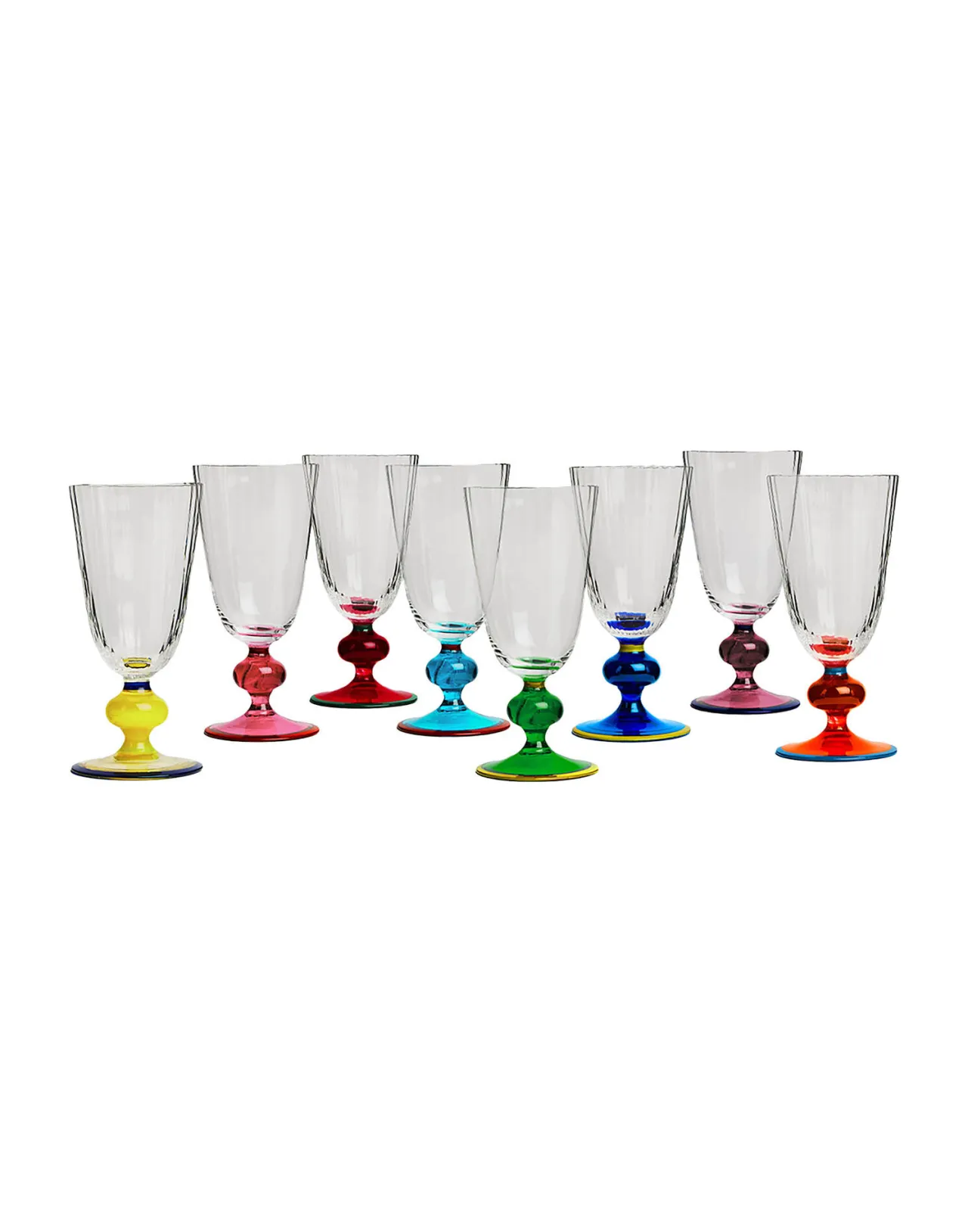 New La DoubleJ Perfetto Glasses Set of 8Mixed in Murano Glass