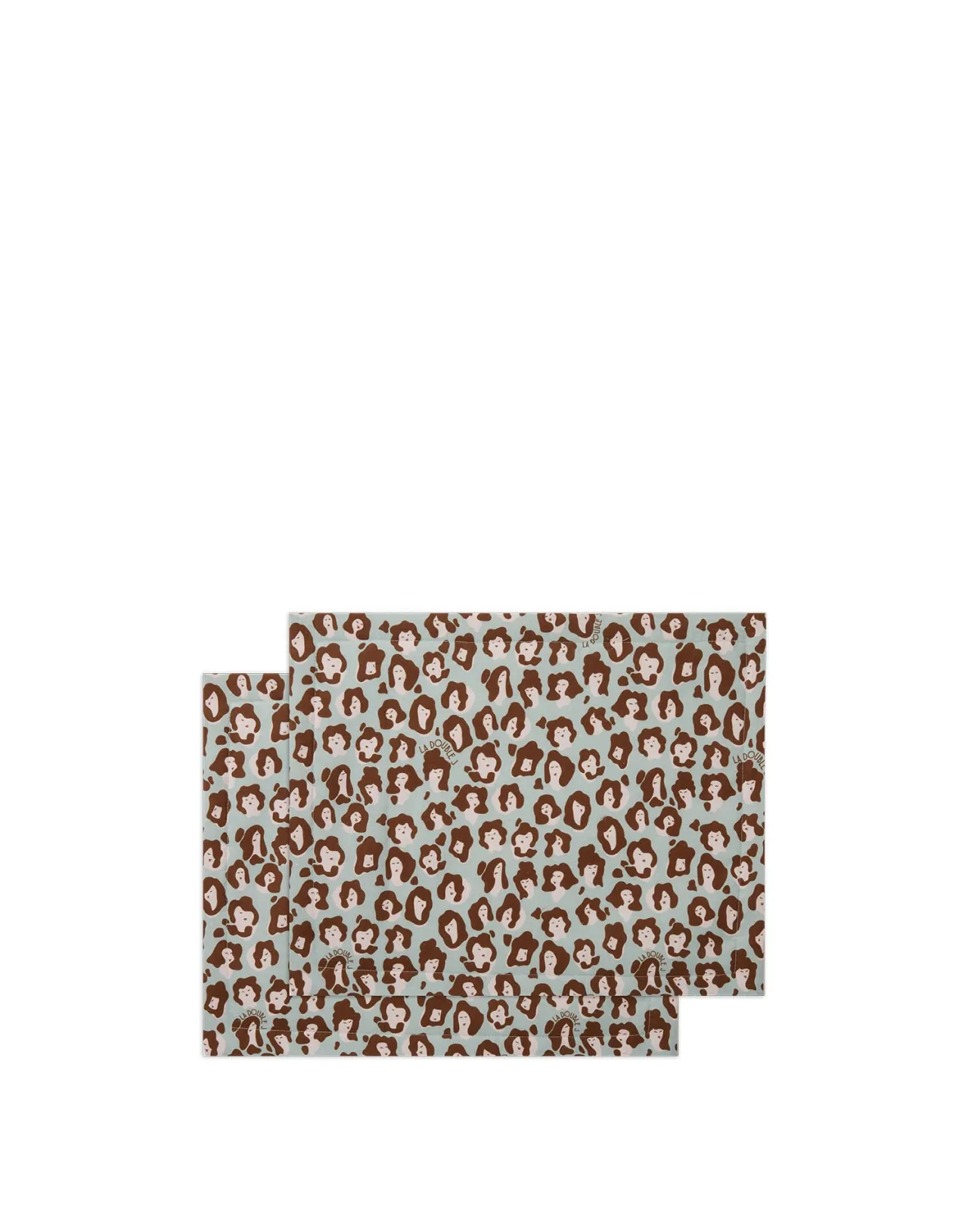 Fashion La DoubleJ Placemat Set Of 2Lady Leopard Acqua in Linen