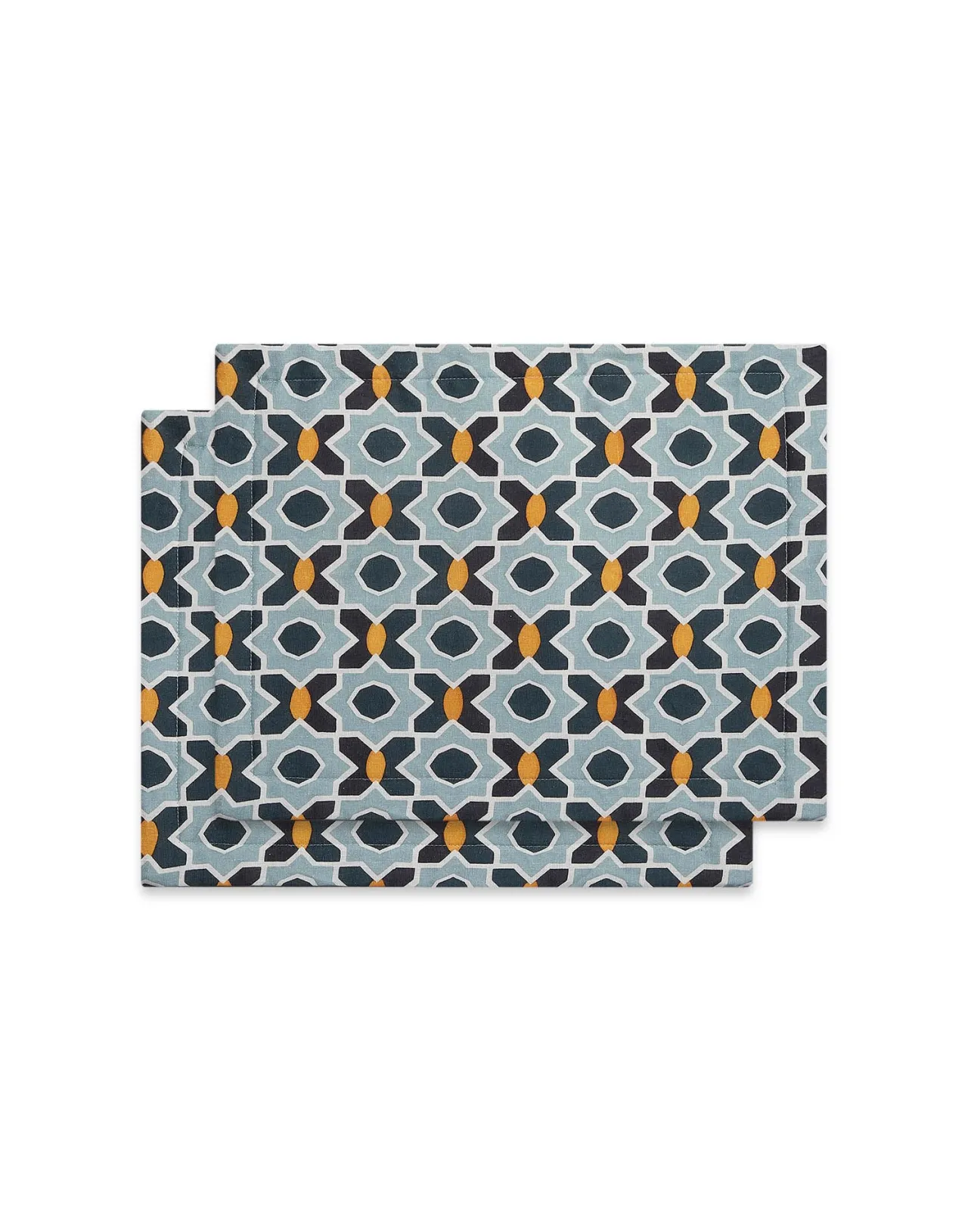 Best La DoubleJ Placemat Set Of 2Plaza Small Light Blue in Shot Cotton