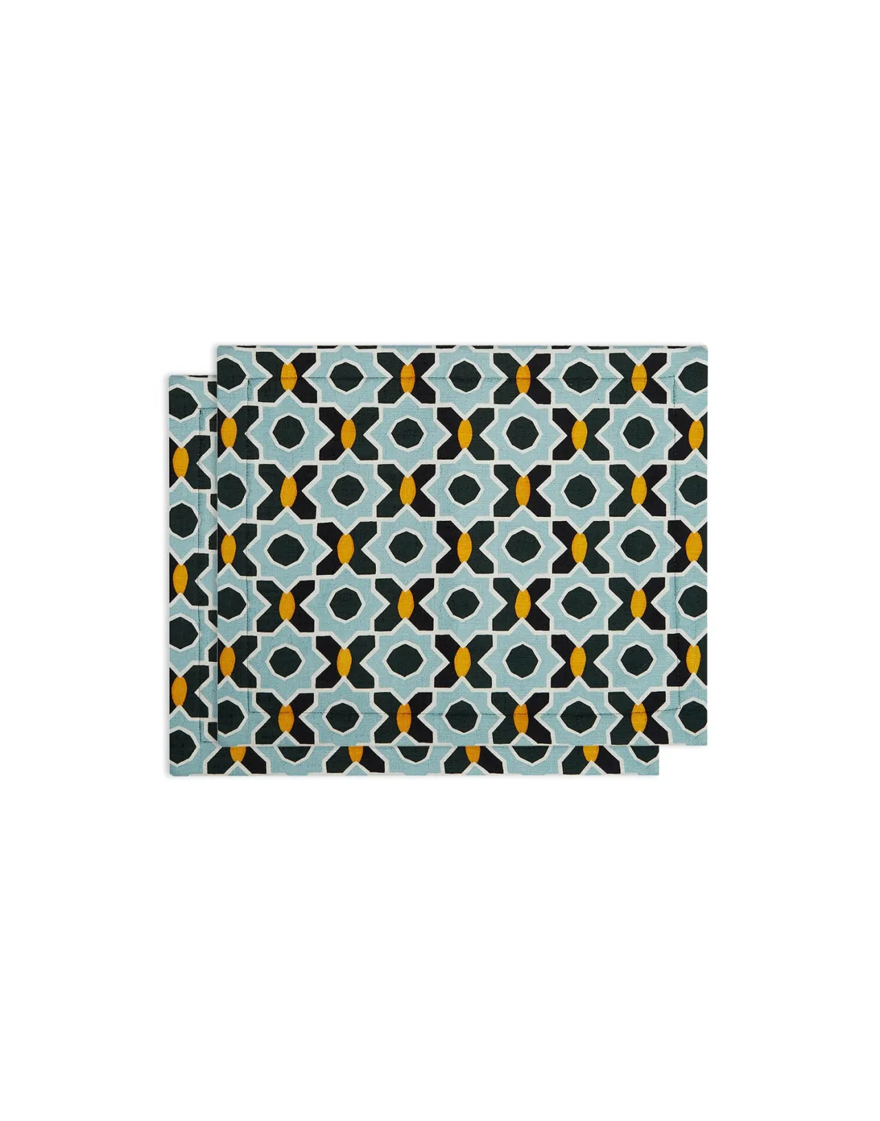 Best La DoubleJ Placemat Set Of 2Plaza Small Light Blue in Shot Cotton