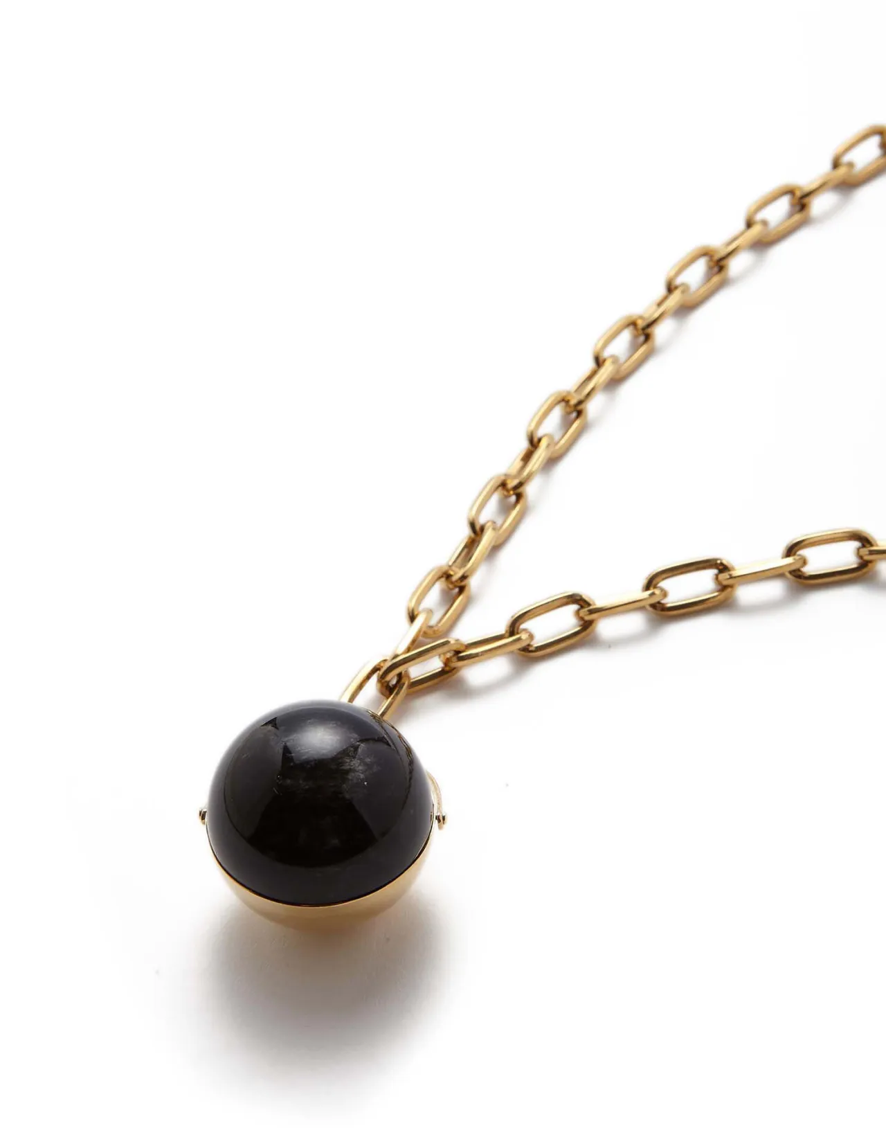 Hot La DoubleJ Power Pendant NecklaceBlack Obsidian in Brass