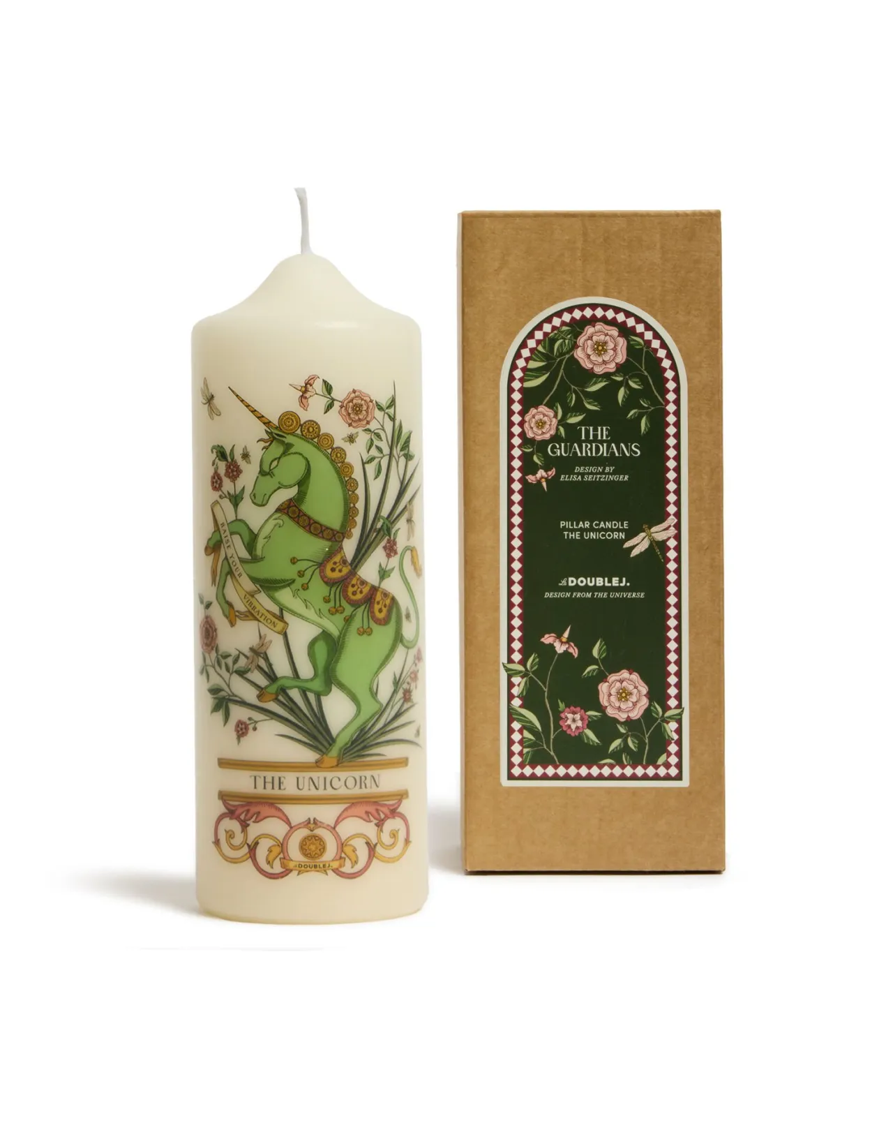Sale La DoubleJ Printed Pillar CandleThe Unicorn Multicolor in Wax