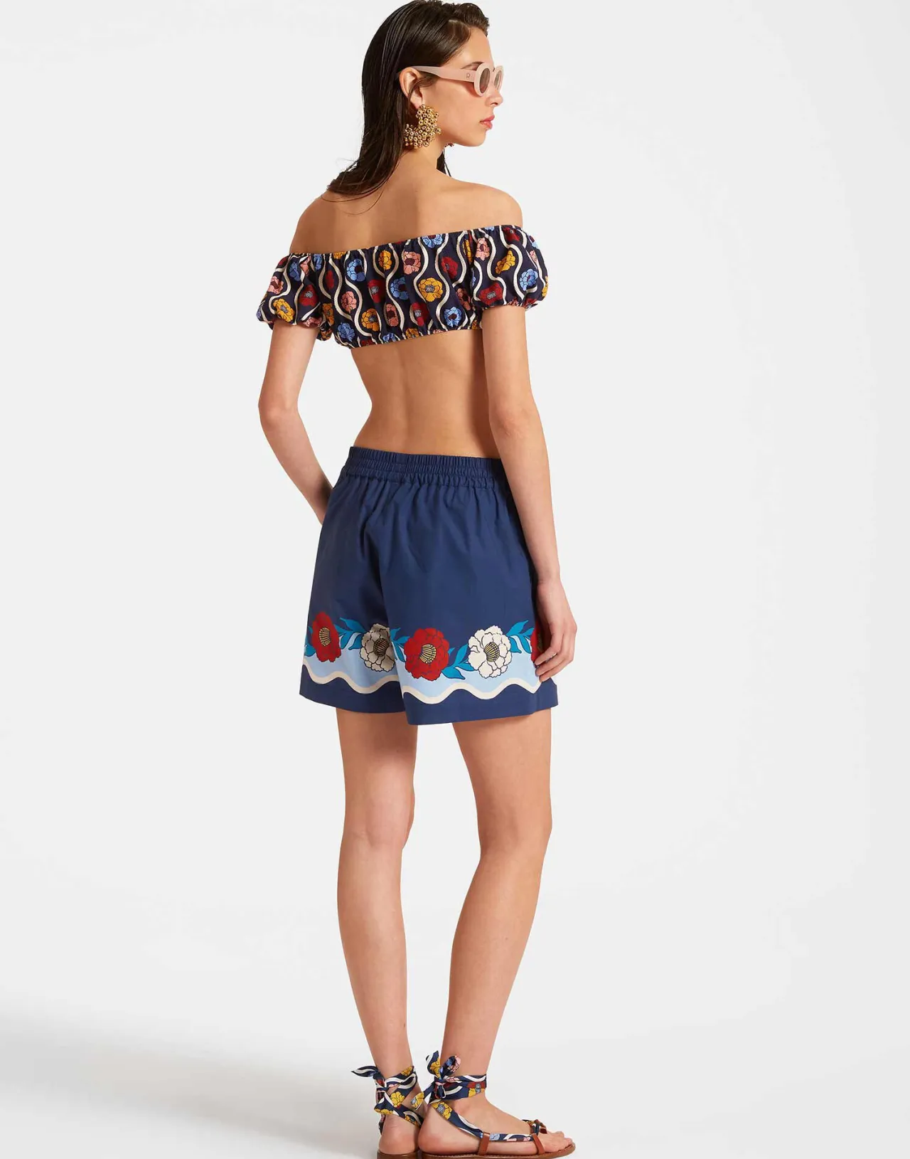 Store La DoubleJ Pull-Up ShortsWhitsun Placée Blue in Cotton Poplin