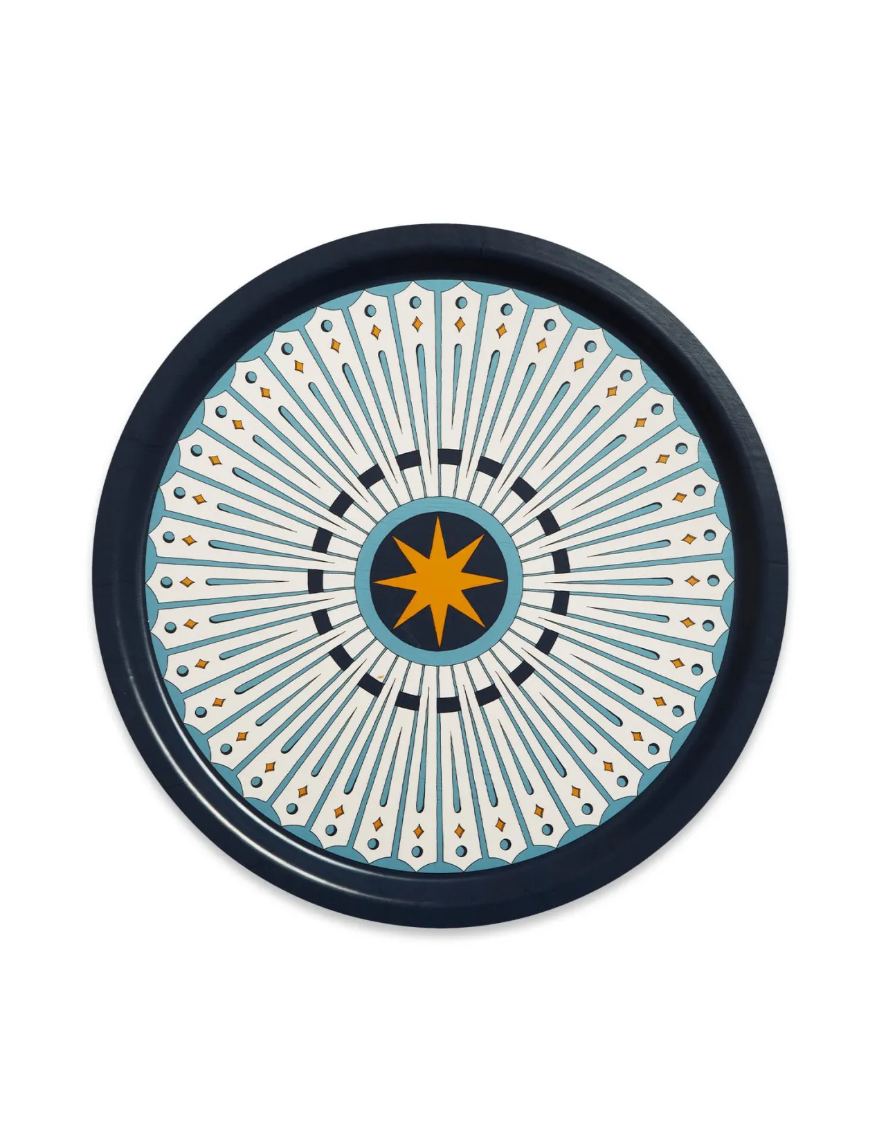 Store La DoubleJ Round Printed TrayFeria Midnight in Laminated Birch Wood