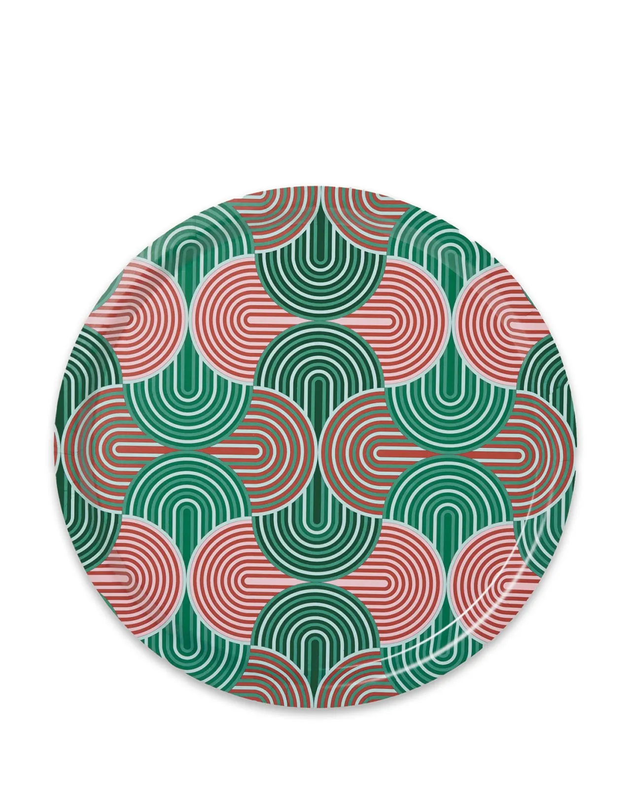 Fashion La DoubleJ Round Printed TraySlinky Verde in Wood