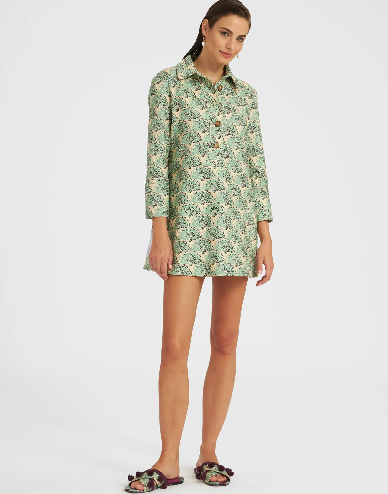 Store La DoubleJ Short Artemis DressFans Mint in Shot Cotton