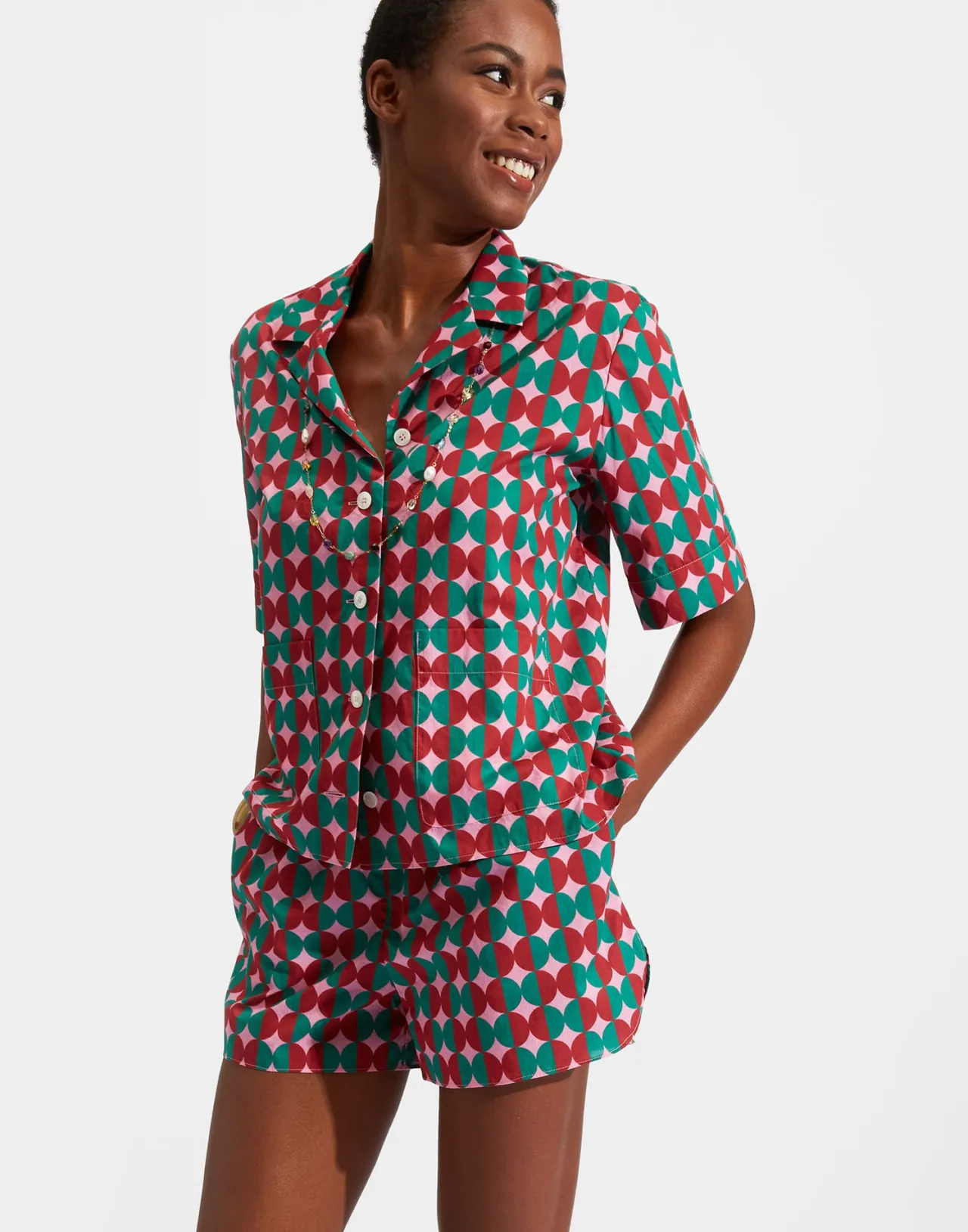 Flash Sale La DoubleJ Short PajamaMezzaluna Pink in Cotton Voile