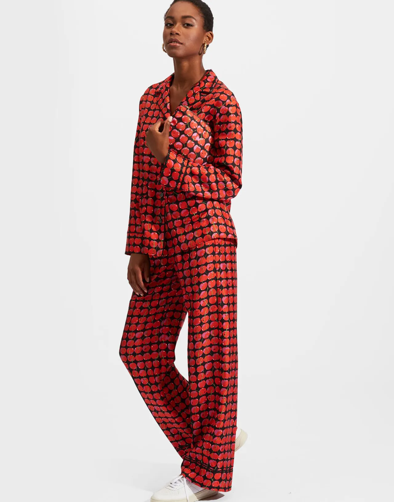 Store La DoubleJ Silk PajamaBlack Cherries in Twill Silk