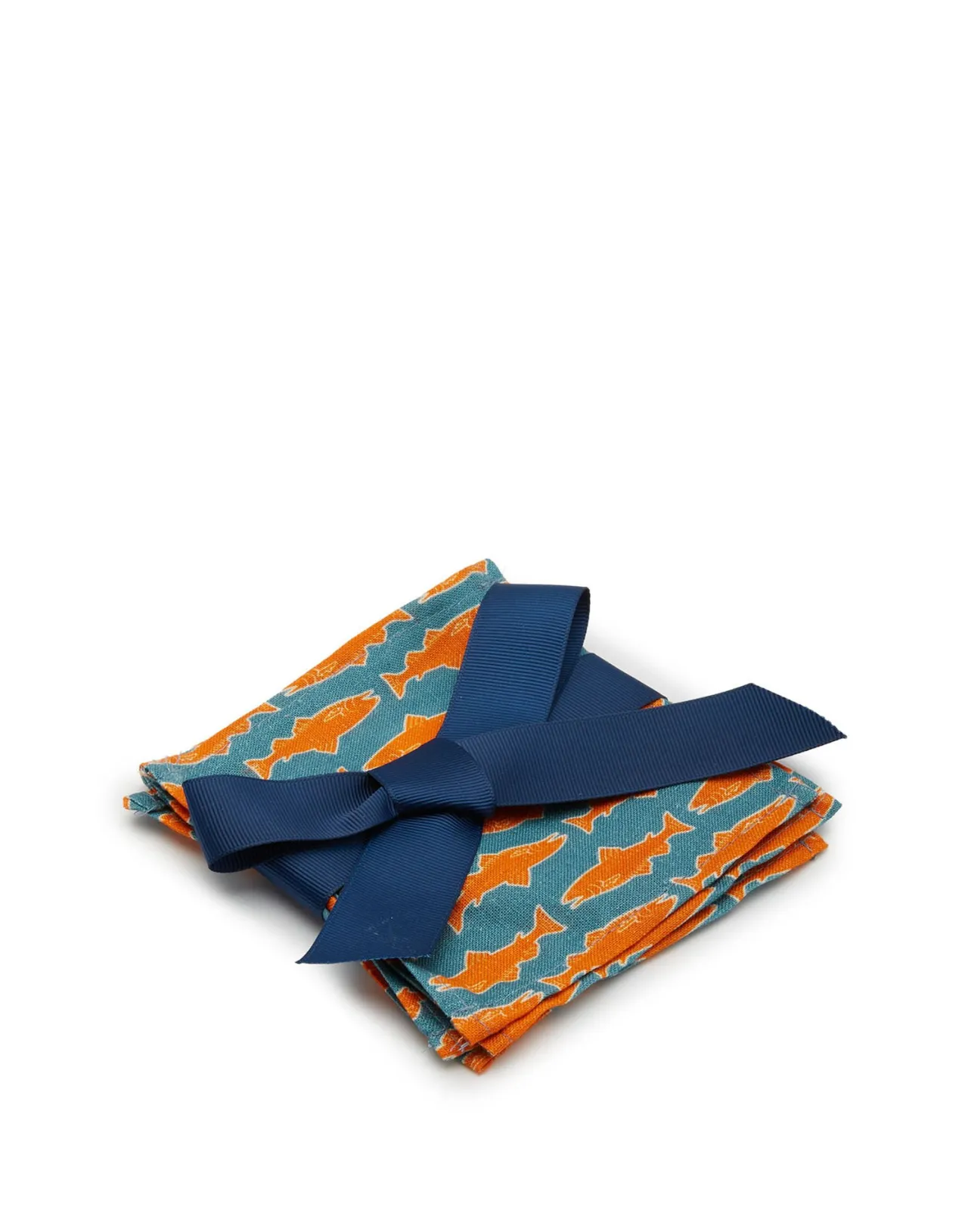 Cheap La DoubleJ Small Napkins Set Of 4Como Fish Blue Small in Linen
