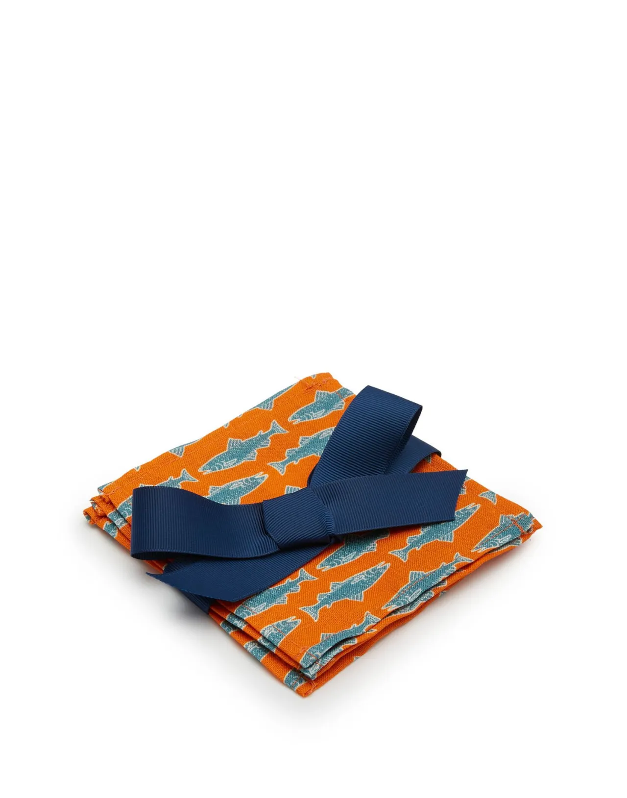 Shop La DoubleJ Small Napkins Set Of 4Como Fish Orange Small in Linen
