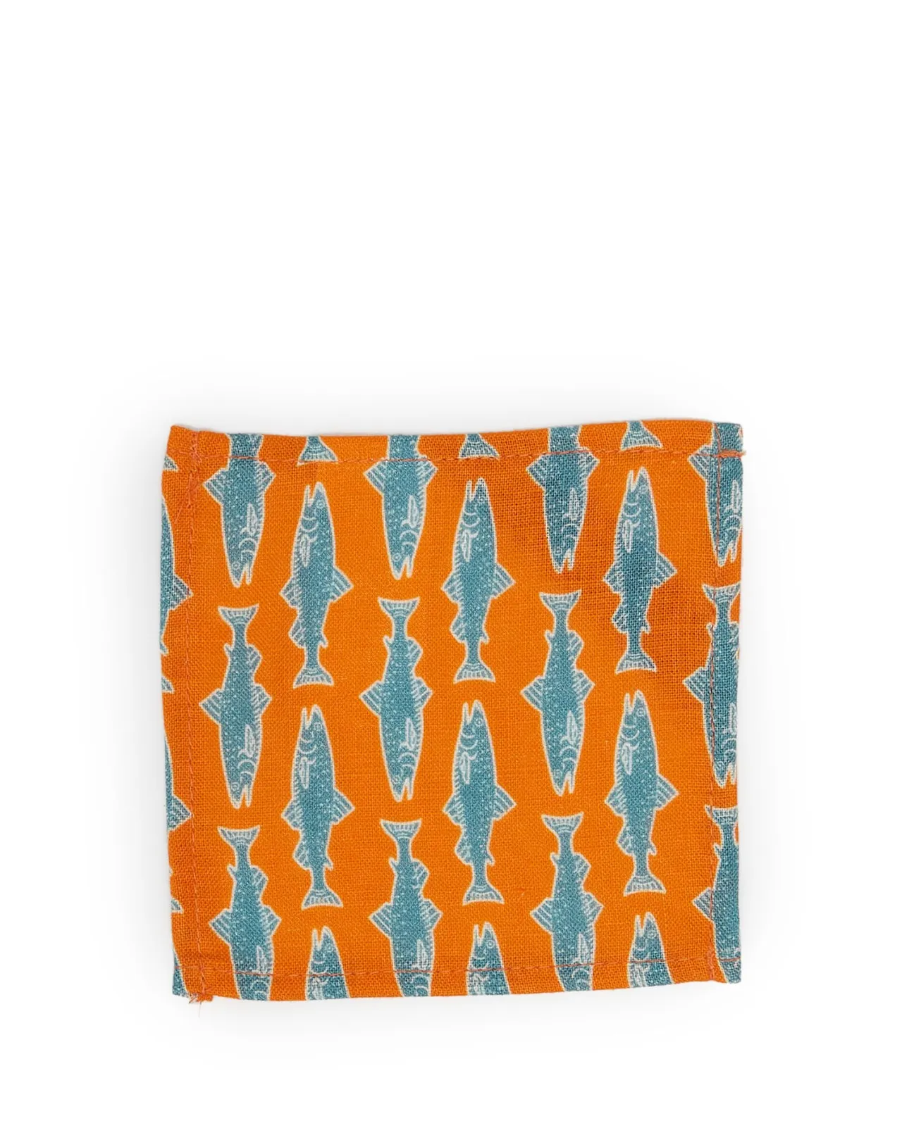 Shop La DoubleJ Small Napkins Set Of 4Como Fish Orange Small in Linen