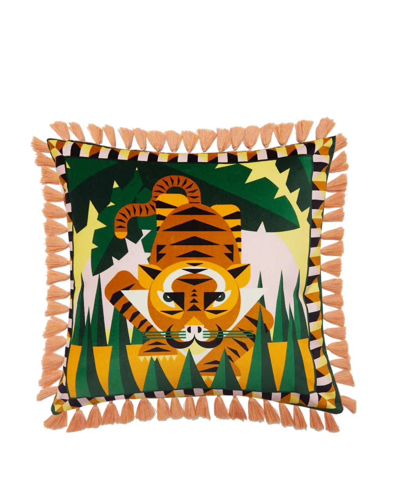 New La DoubleJ Spirit Animal CushionTiger in Cotton Velvet