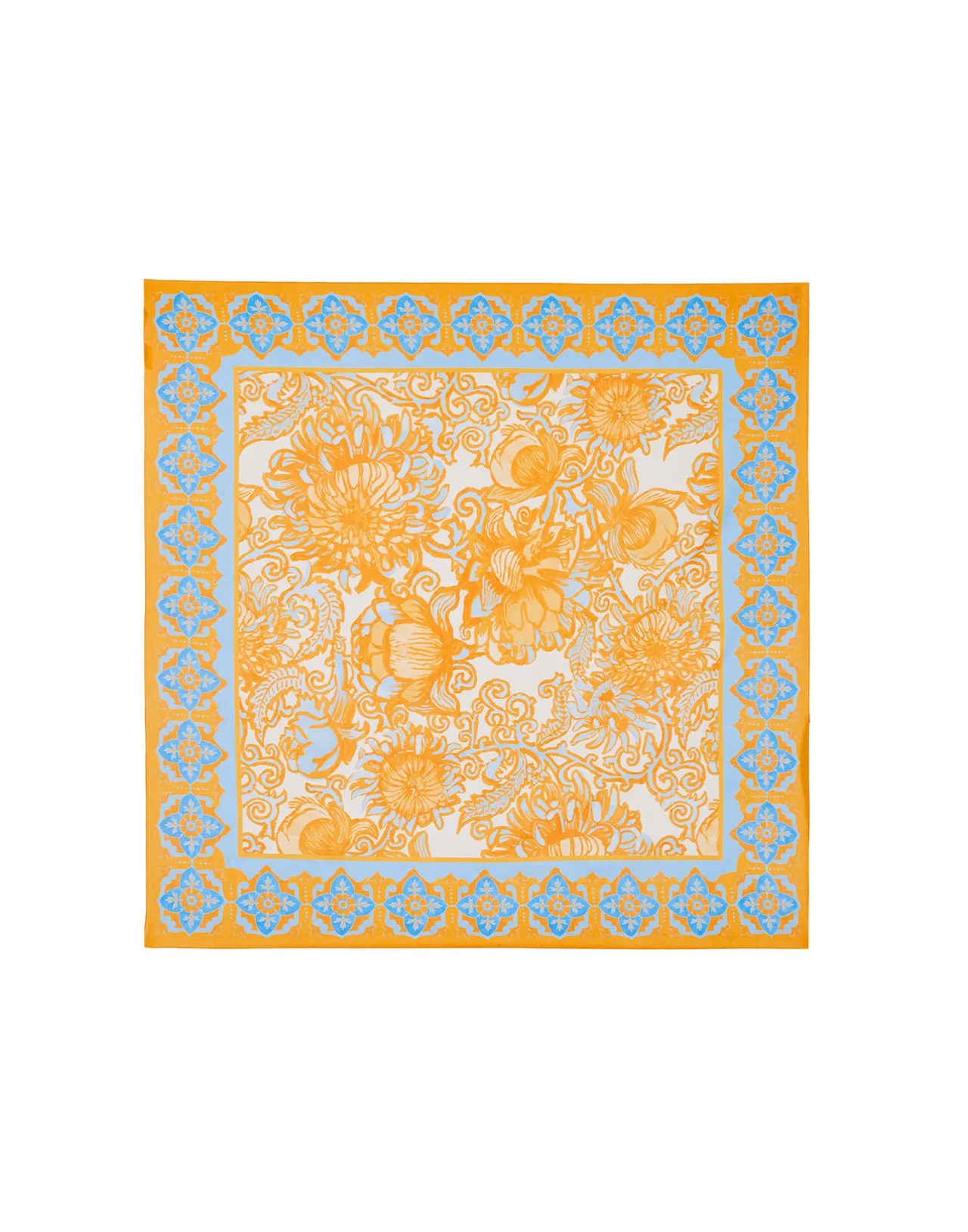 Hot La DoubleJ Square ScarfAnemone Orange in Cotton & Silk