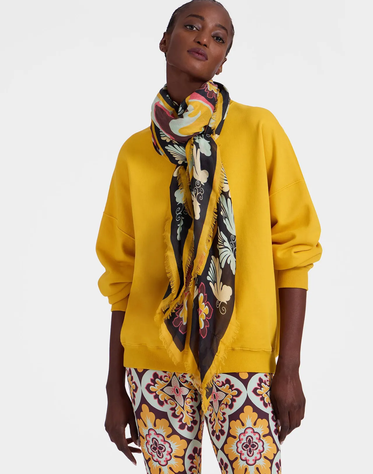 Store La DoubleJ Square ScarfPalazzo Yellow in Modal Silk