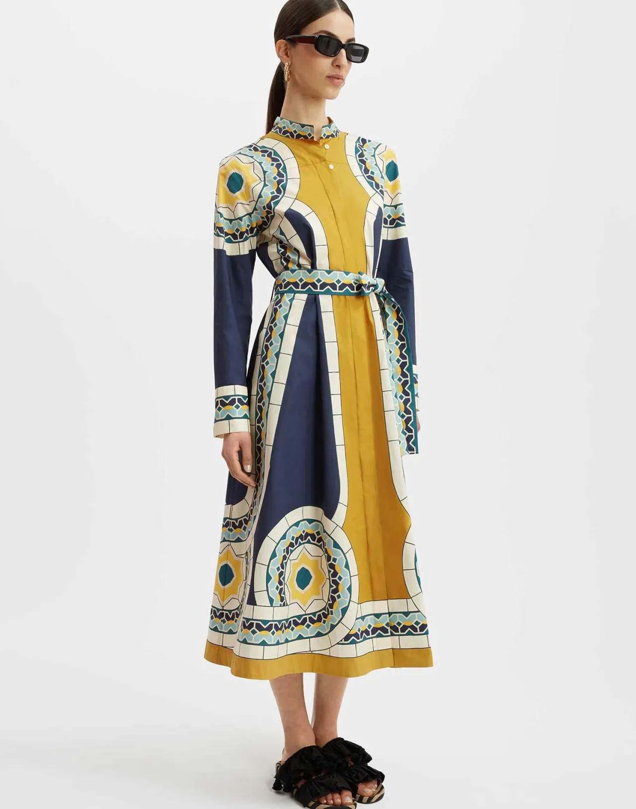 New La DoubleJ Sundowner DressMudejar Placée Blue in Cotton Poplin